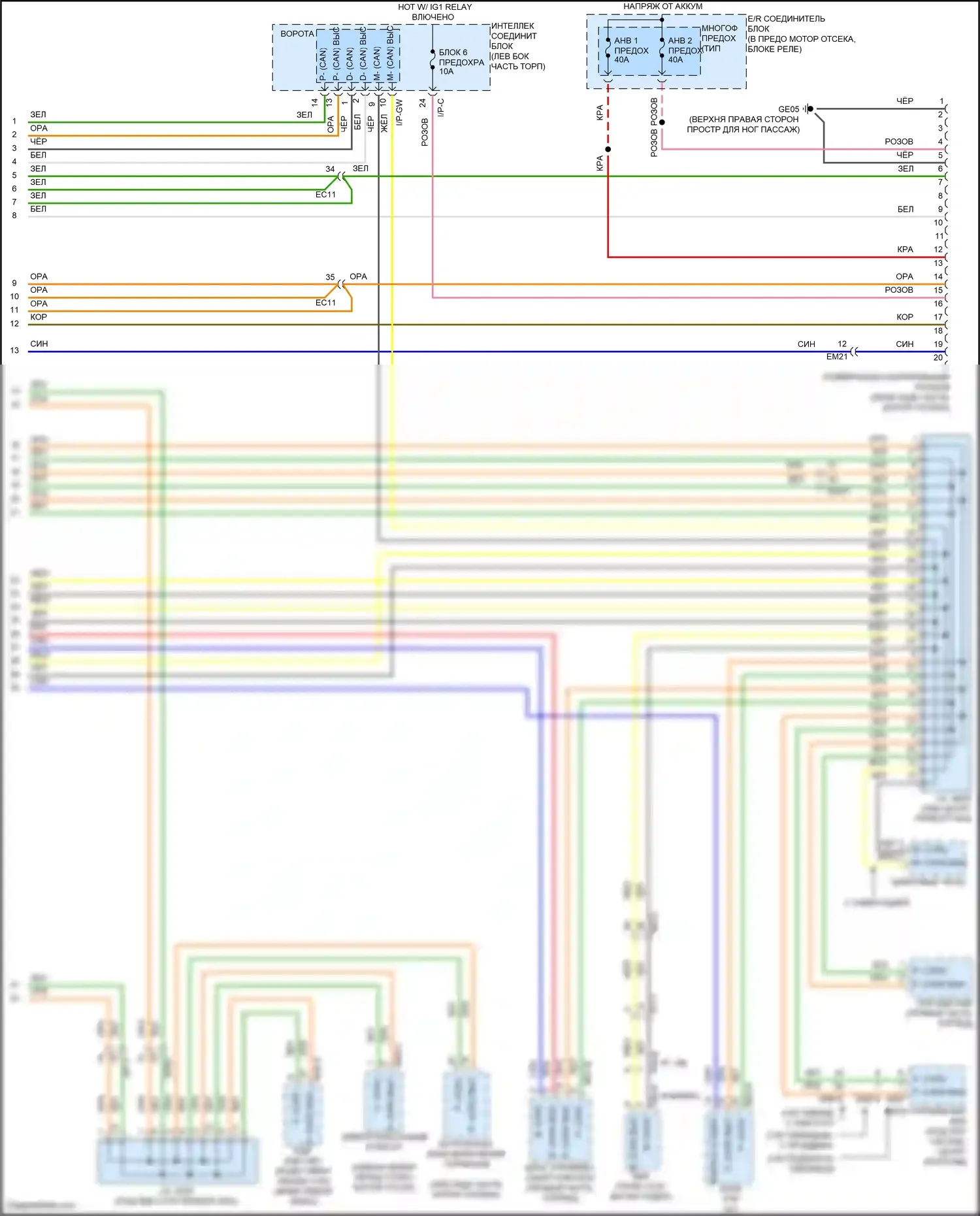 Sonata Hyundai VII (2014-2017): Can шина электросхема, гибридная (4 из 4) 