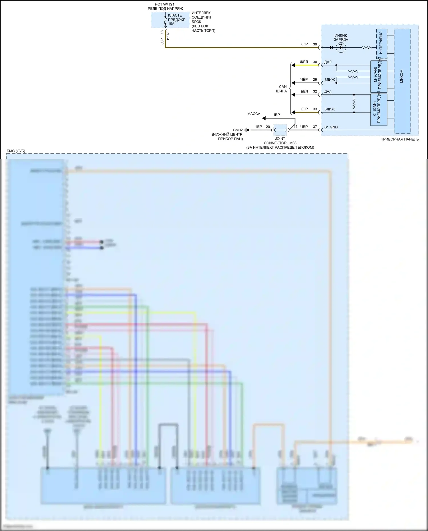 Sonata Hyundai VII (2014-2017): Электросхема двигателя 2.0л подключаемый гибрид, электросхема гибридного управления (6 из 8) 