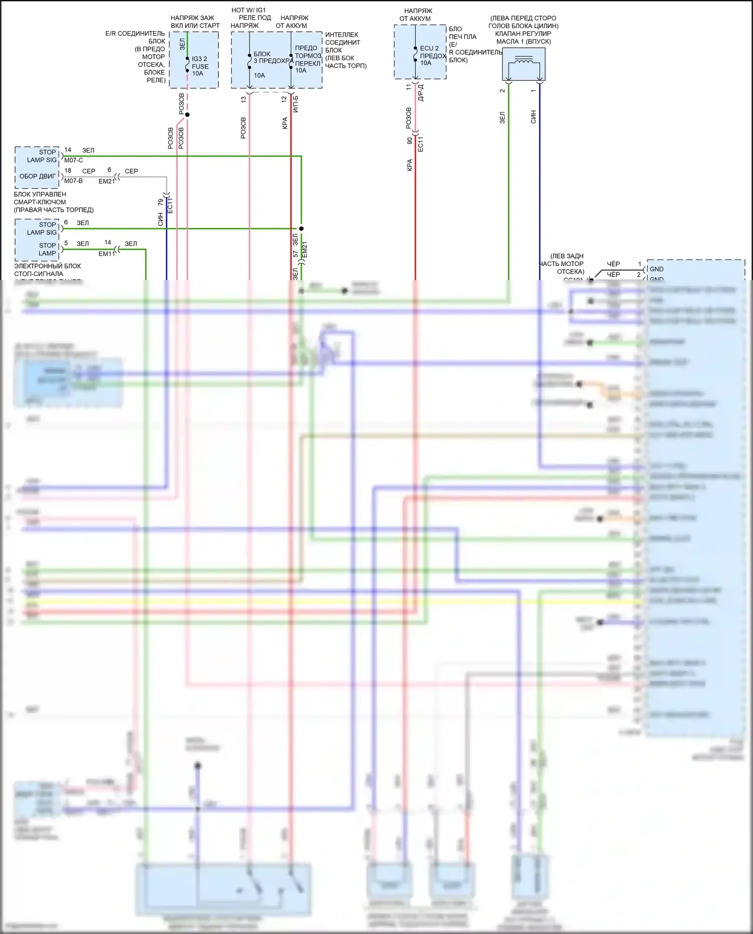 Sonata Hyundai VII (2014-2017): Электросхема двигателя 2.0л подключаемый гибрид, электросхема управления mfi (6 из 6) 
