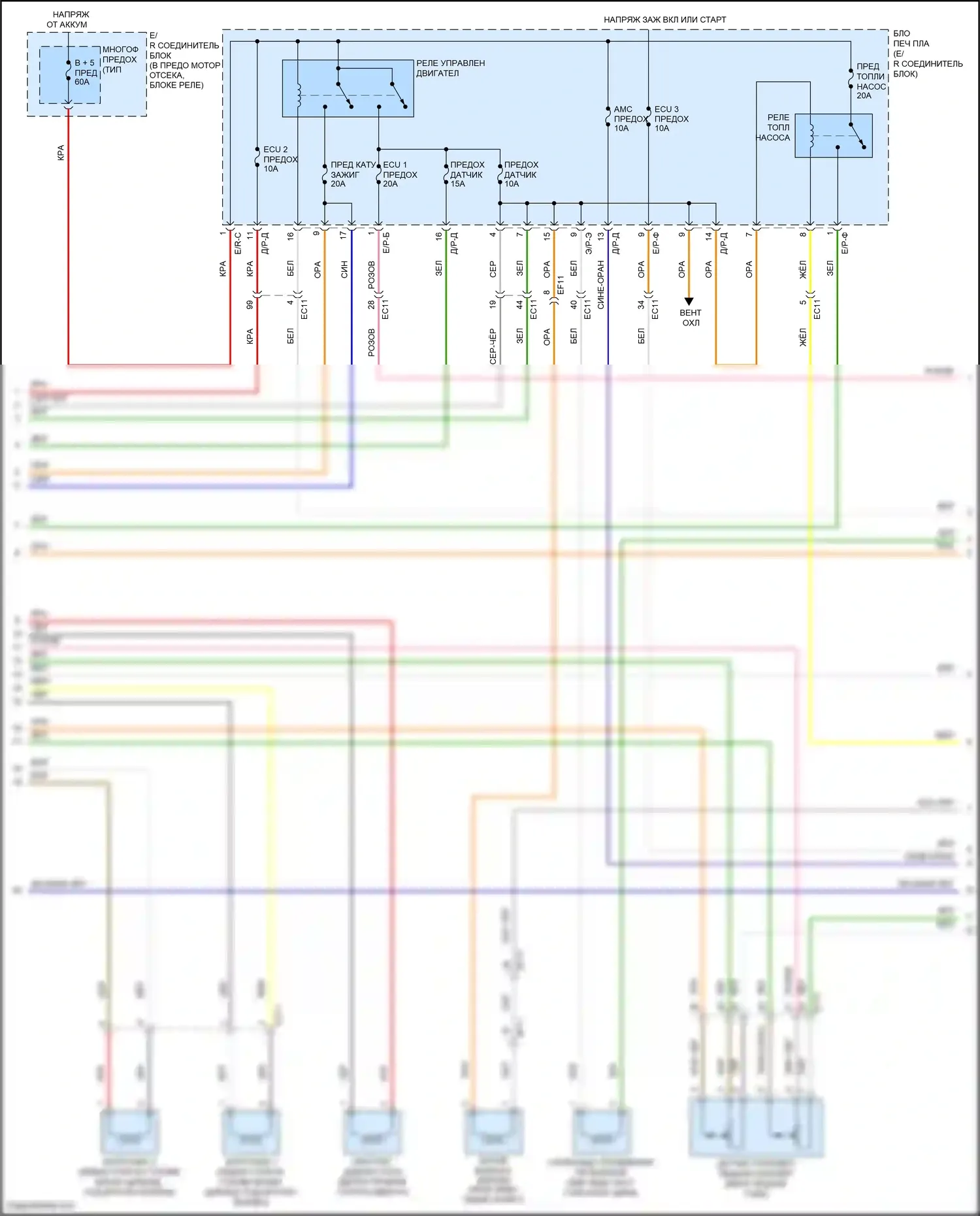 Sonata Hyundai VII (2014-2017): Электросхема двигателя 2.4л (5 из 6) 