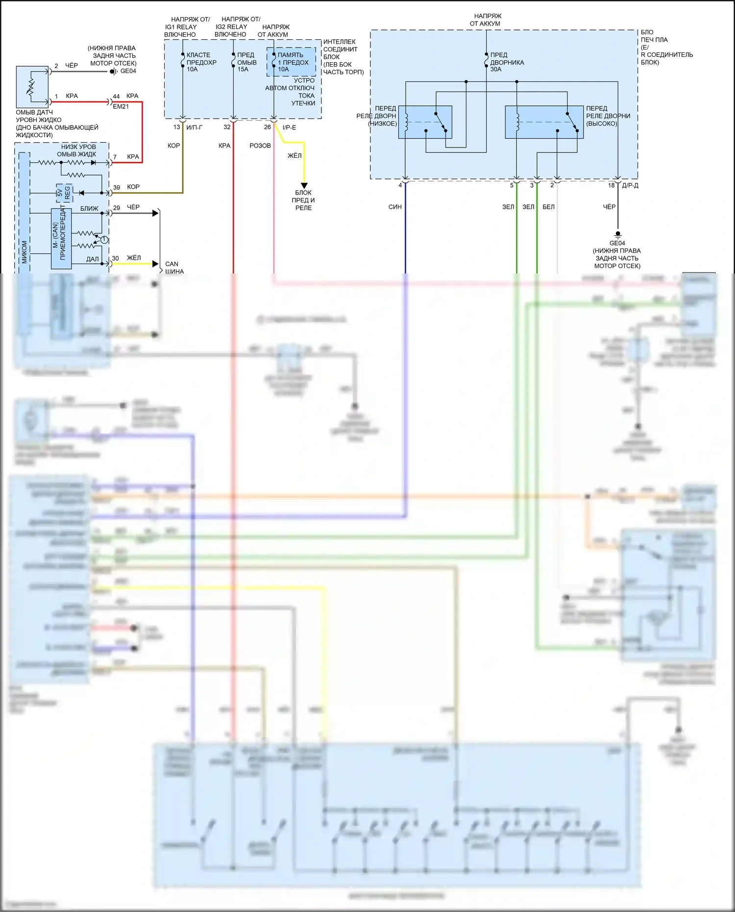 Sonata Hyundai VII (2014-2017): Дворники и омыватели электросхема, гибридная 