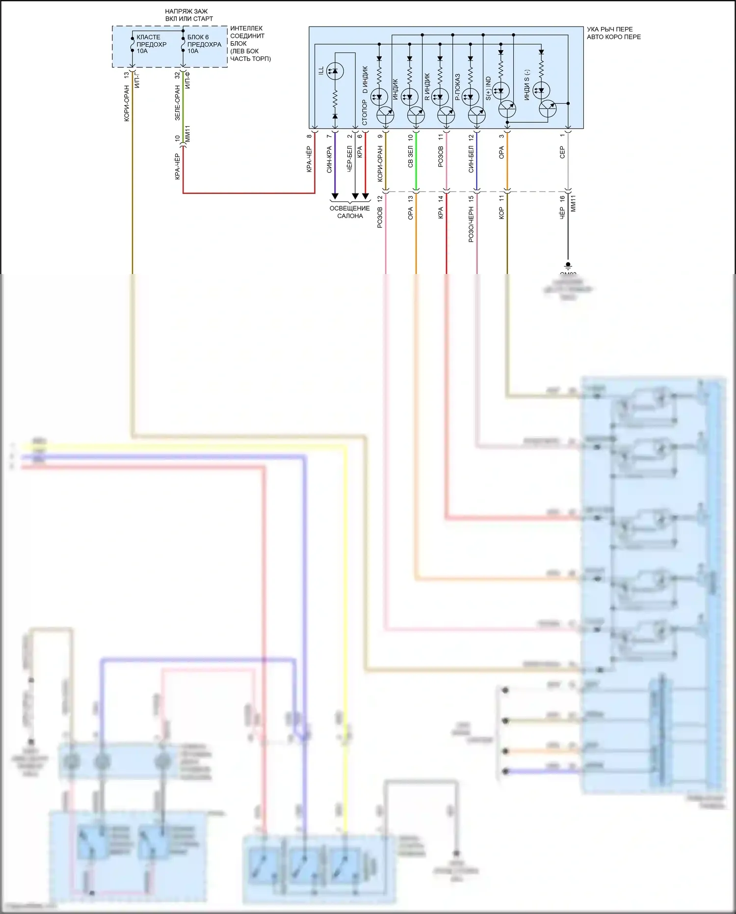 Sonata Hyundai VII (2014-2017): 2.4l, электросхема соединений коробки передач (2 из 2) 