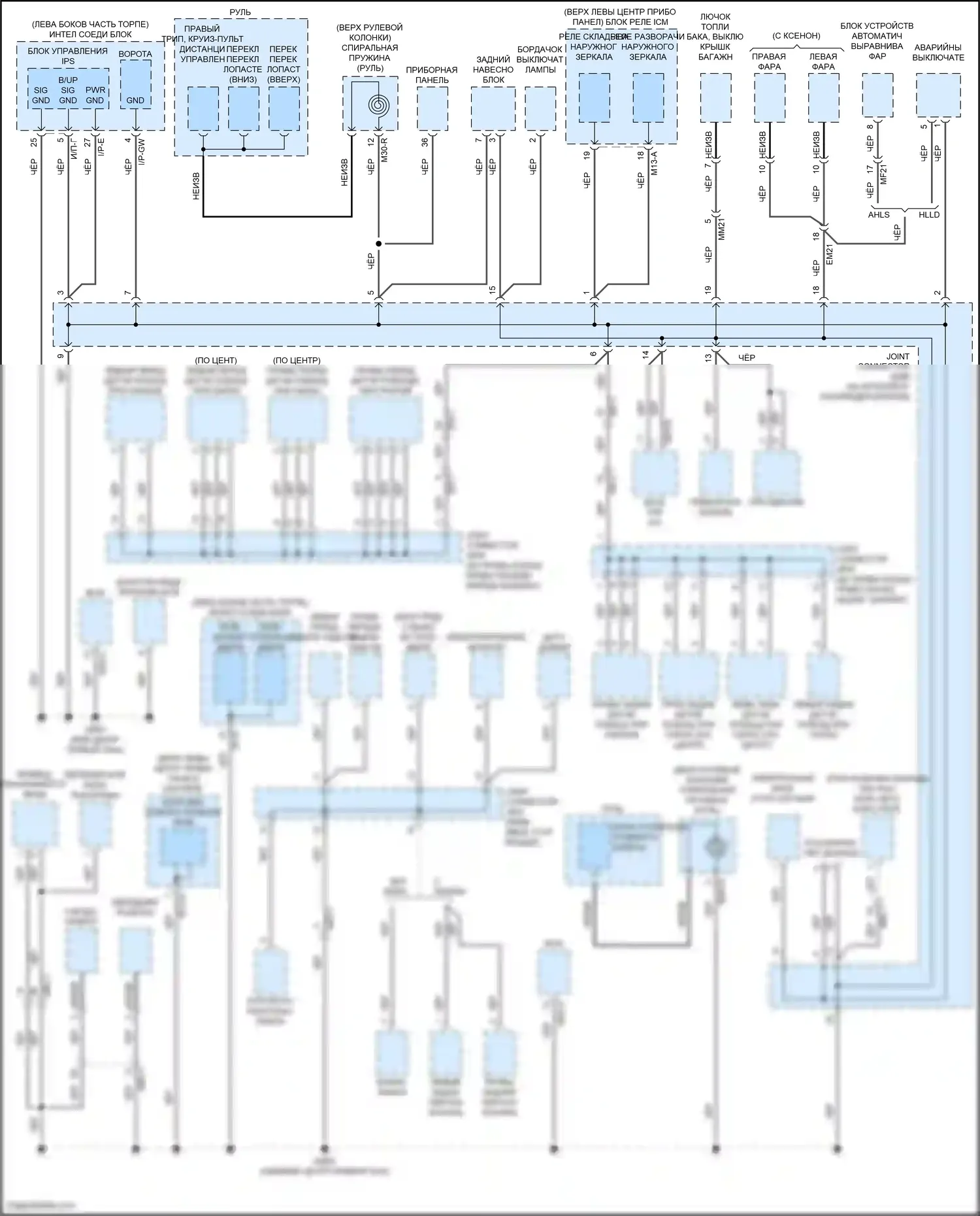 Sonata Hyundai VII (2014-2017): 2.0л гибрид, электросхема точек подключения масс (1 из 5) 