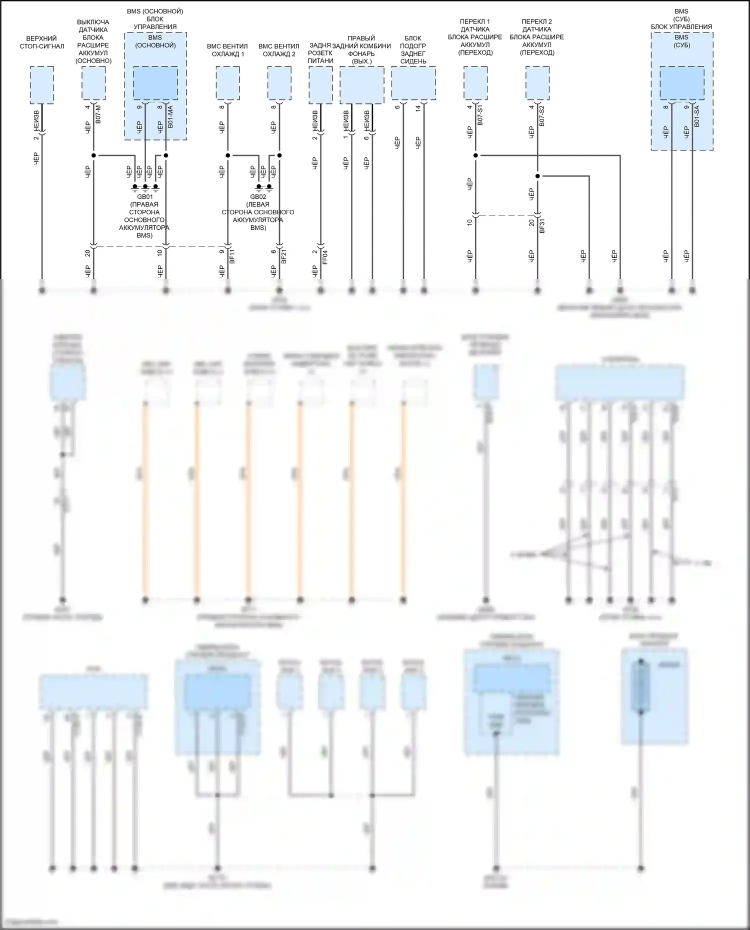Sonata Hyundai VII (2014-2017): Подключаемый гибрид объемом 2,0л, электросхема разводки массы (5 из 5) 