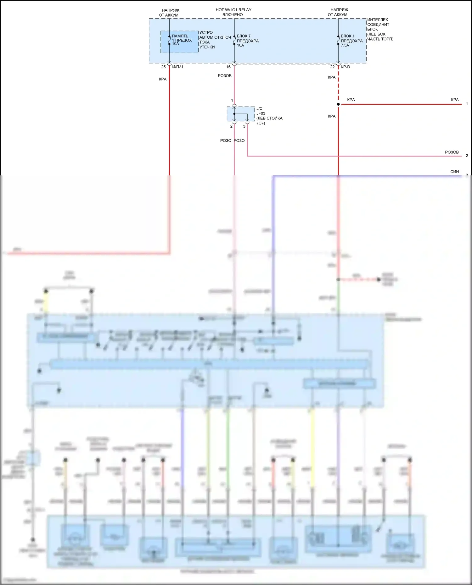 Sonata Hyundai VII (2014-2017): Электросхема памяти зеркал, гибридная (2 из 3) 