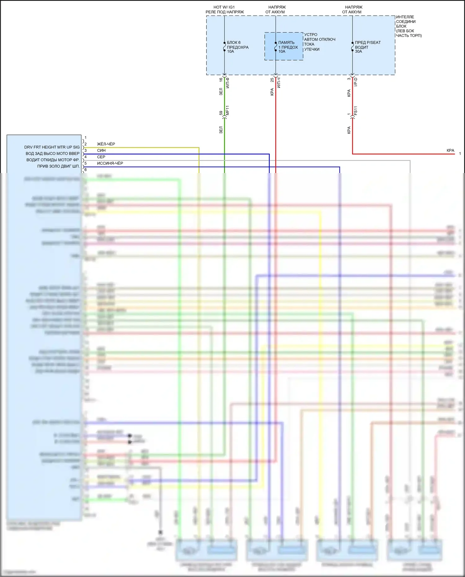 Sonata Hyundai VII (2014-2017): Электросхема сиденья водителя, гибрид (1 из 2) 