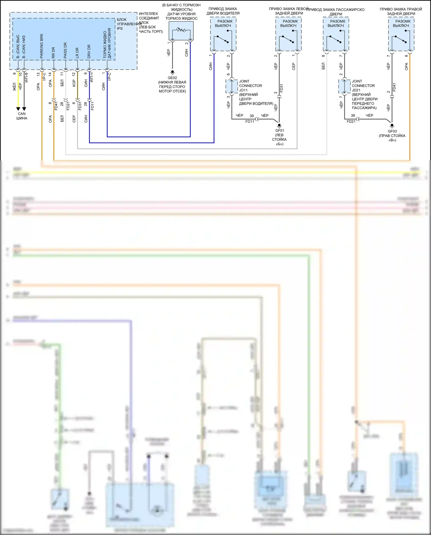Sonata Hyundai VII (2014-2017): Электросхема приборной панели, кроме гибридной (2 из 3) 