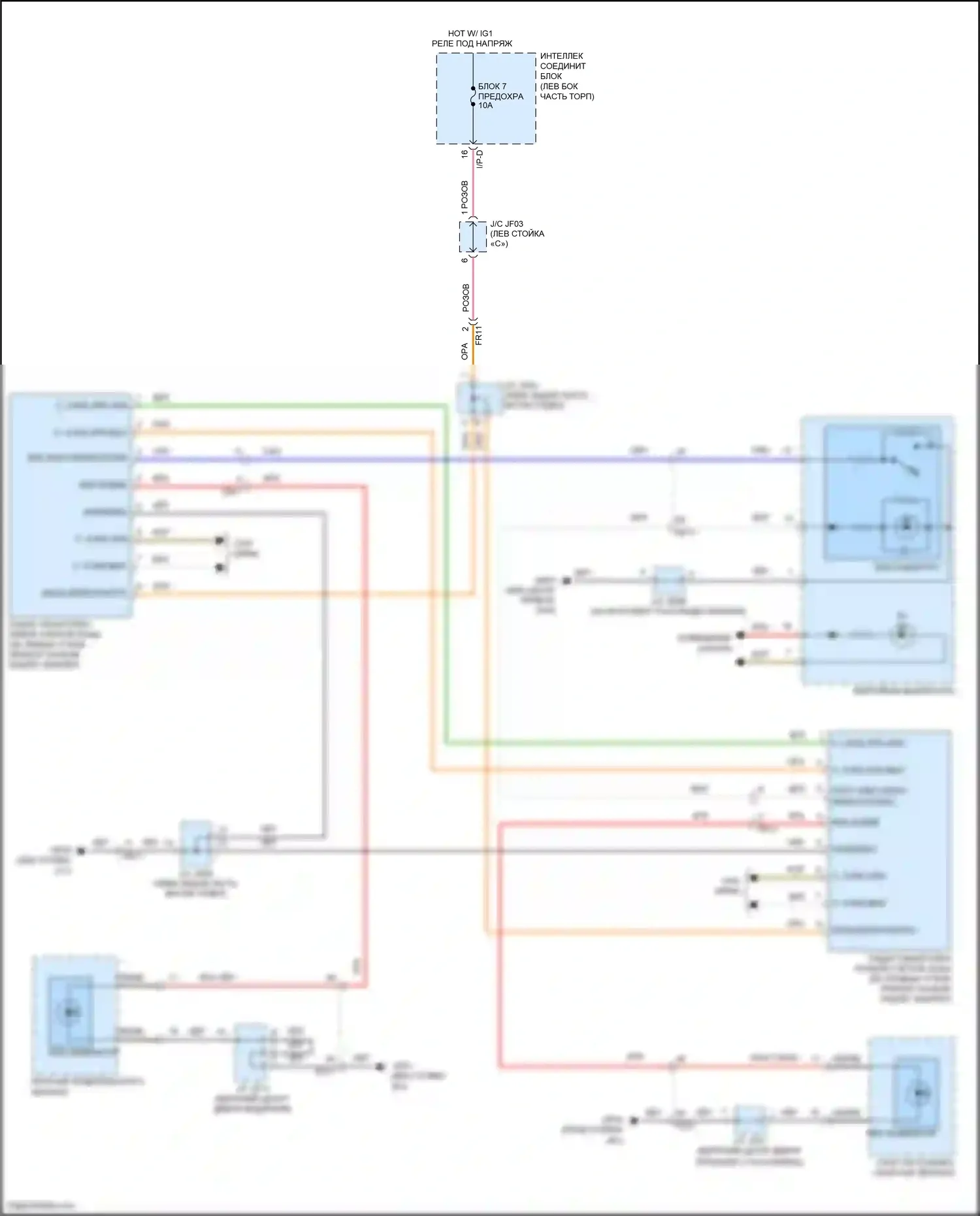 Sonata Hyundai VII (2014-2017): Электросхема информационной системы в слепой зоне, гибридная 