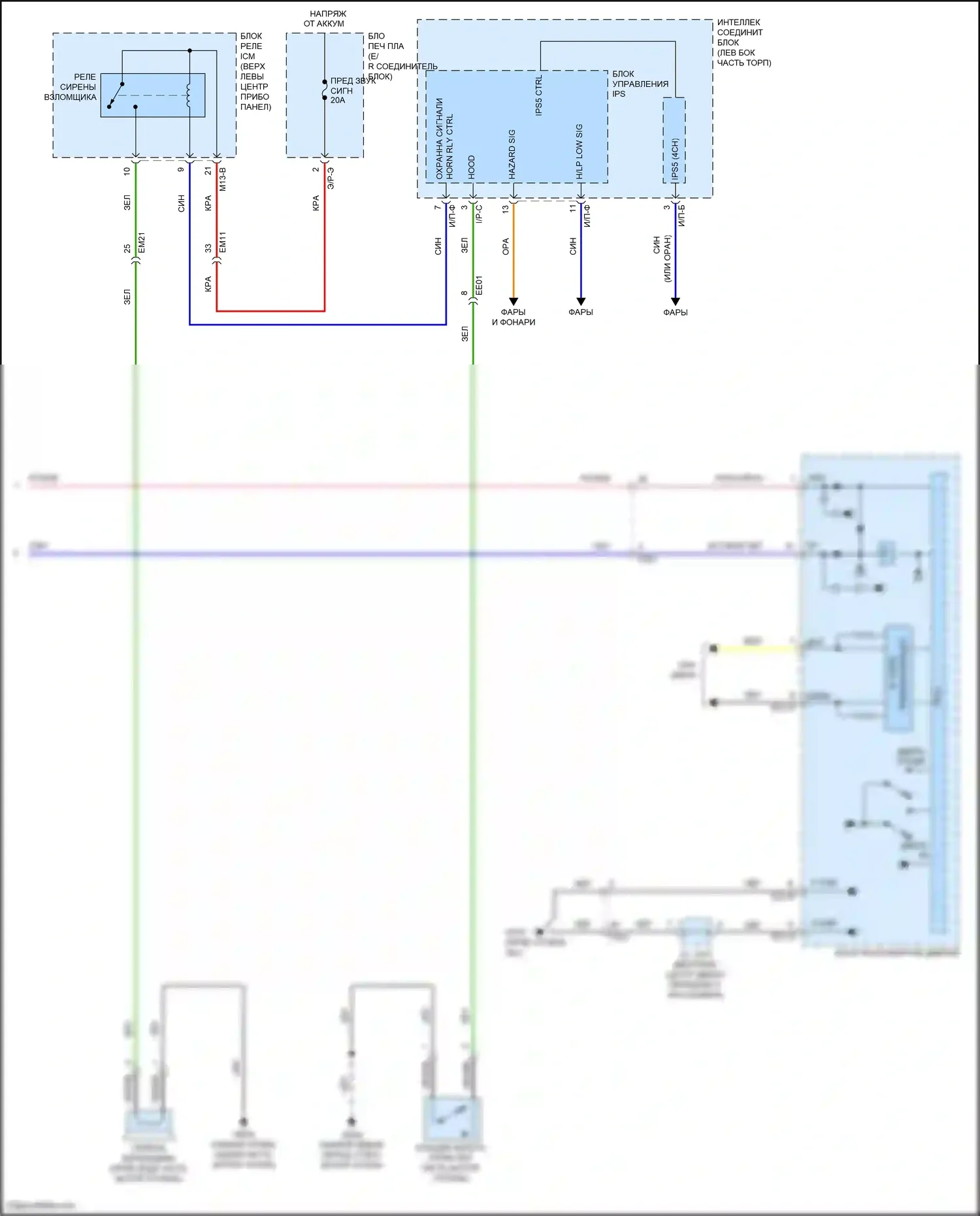 Sonata Hyundai VII (2014-2017): Электросхема центрального замка, гибрид с ims (3 из 3) 