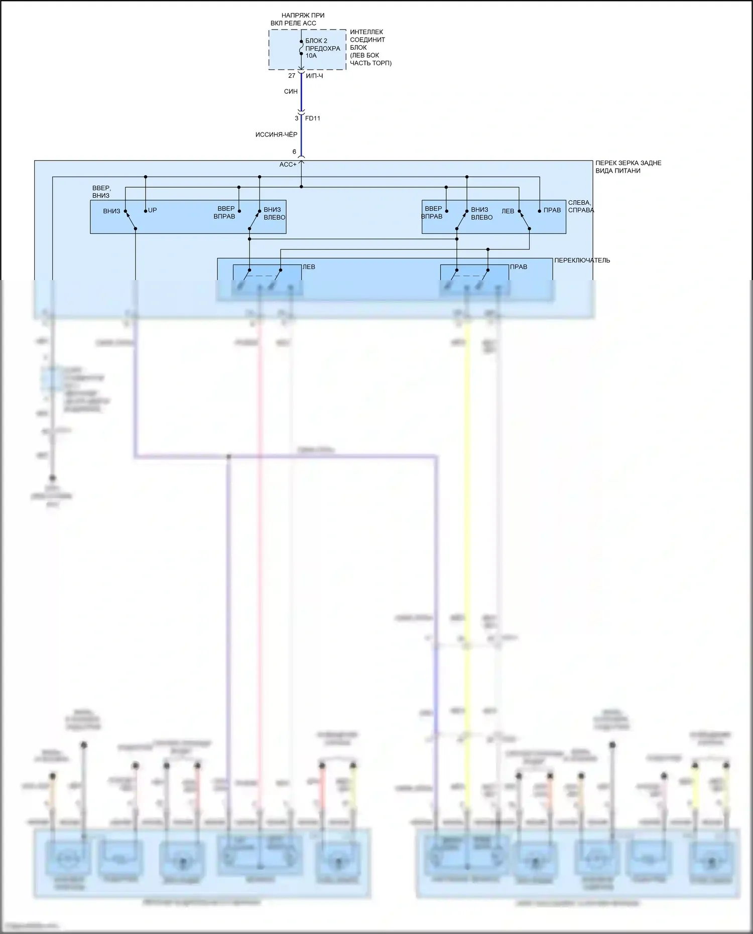 Sonata Hyundai VII (2014-2017): Управление зеркалами заднего вида электросхема, подключаемый гибрид 