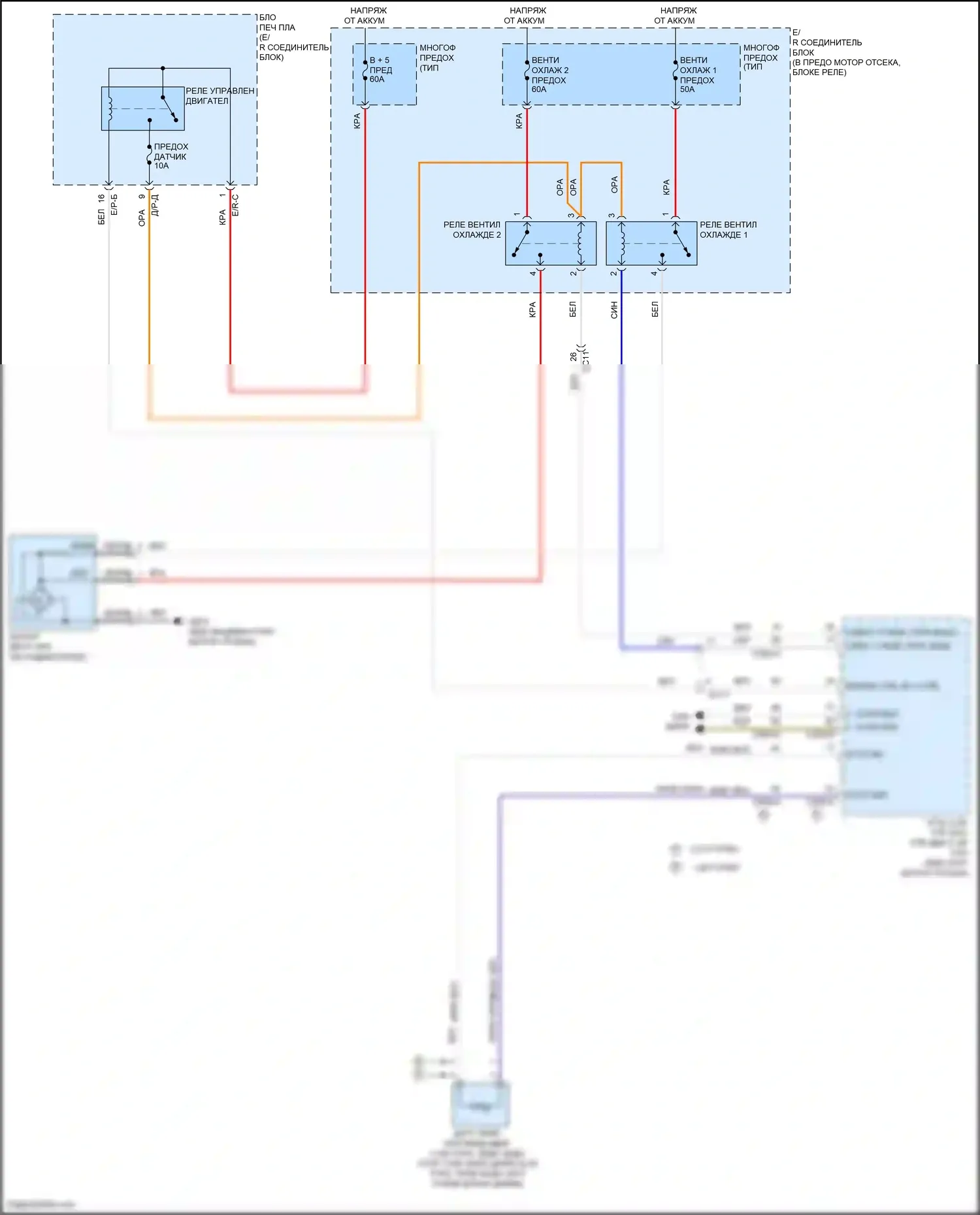 Sonata Hyundai VII (2014-2017): 1,6л турбо, электросхема вентилятора охлаждения 