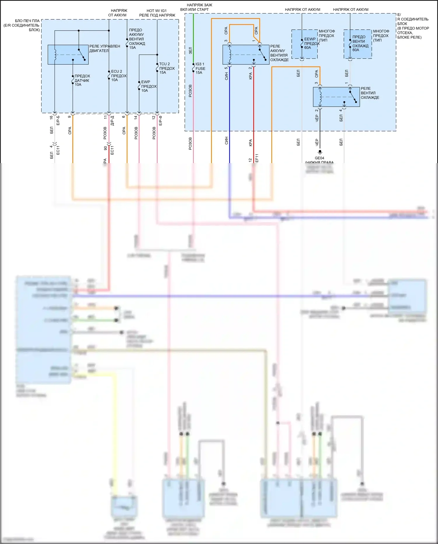 Sonata Hyundai VII (2014-2017): 2.0л гибрид, электросхема вентилятора охлаждения (1 из 2) 