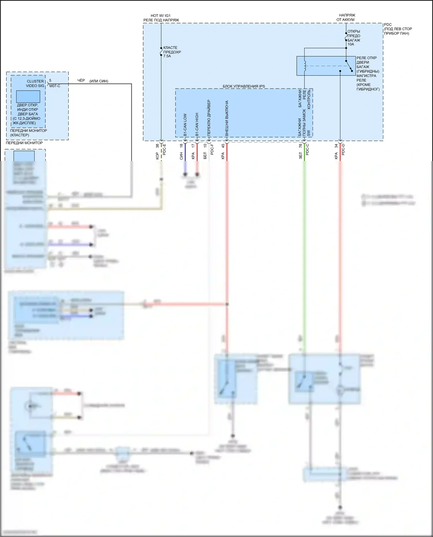 Sonata Hyundai VIII рестайлинг (2023-2024): Электросхема разъединения багажника 