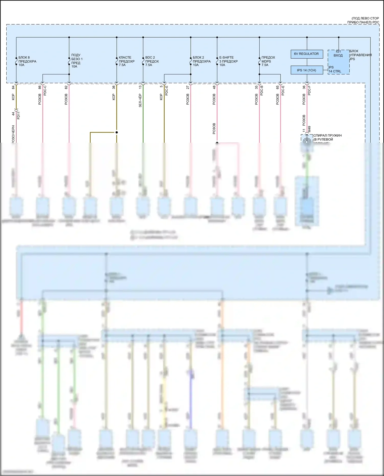Sonata Hyundai VIII рестайлинг (2023-2024): Электросхема блока предохранителей реле, кроме гибридного (3 из 11) 