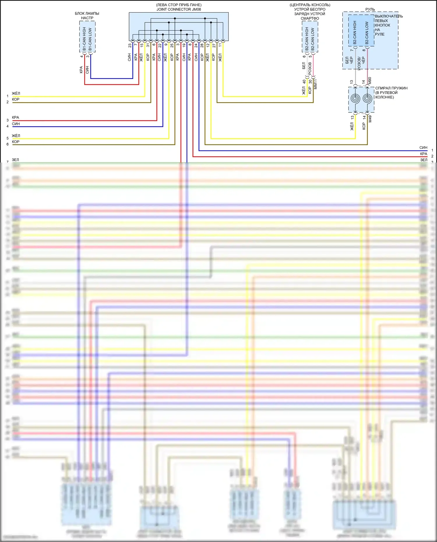 Sonata Hyundai VIII рестайлинг (2023-2024): Can шина электросхема, гибридная (3 из 9) 