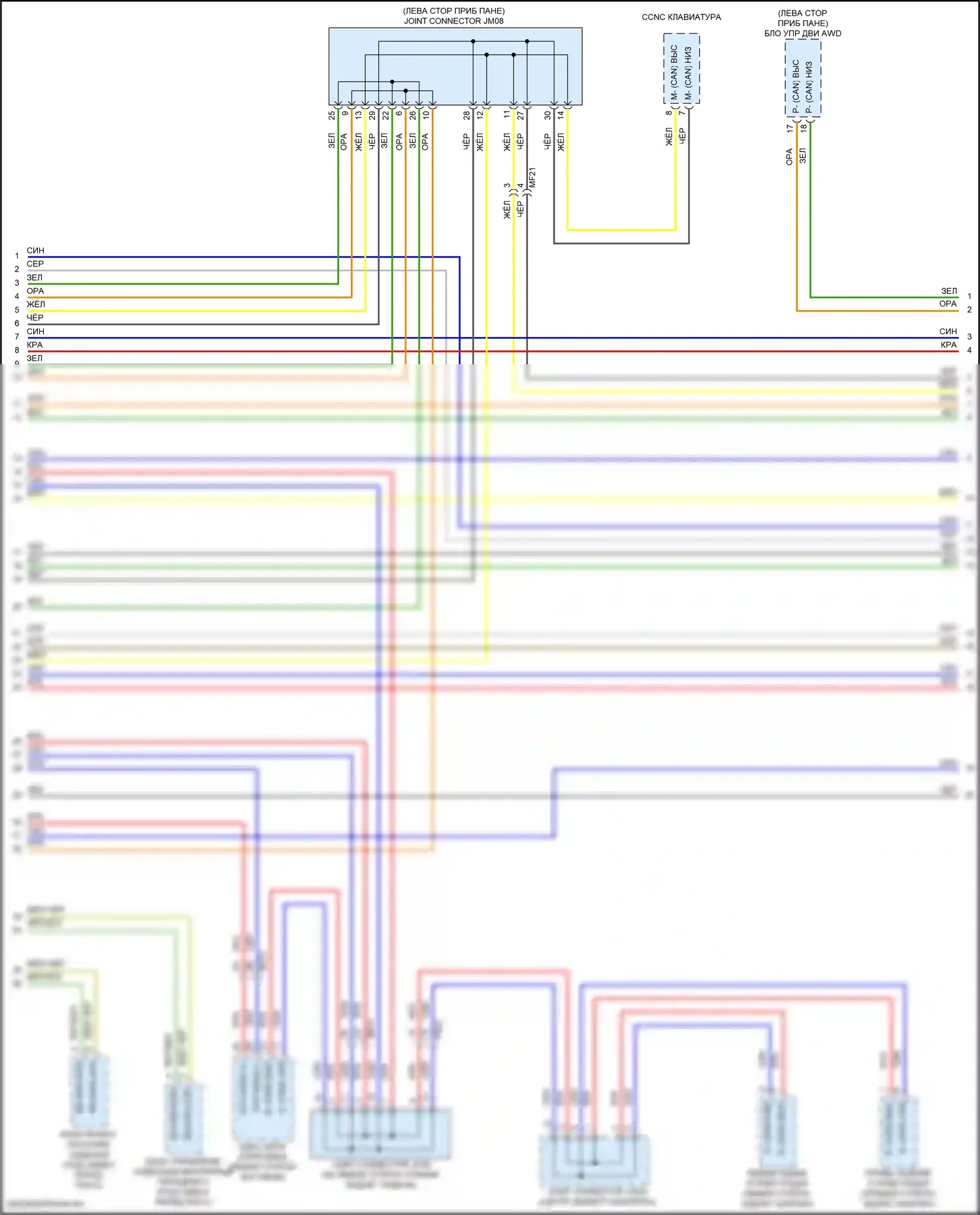 Sonata Hyundai VIII рестайлинг (2023-2024): Can шина электросхема, за исключением гибридной (6 из 9) 