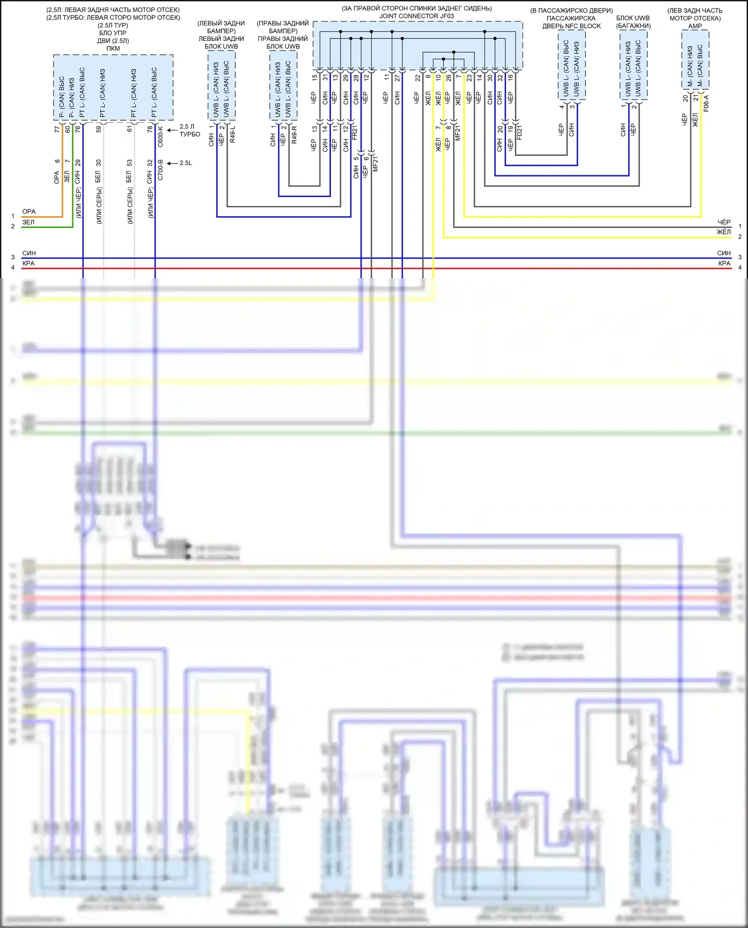 Sonata Hyundai VIII рестайлинг (2023-2024): Can шина электросхема, за исключением гибридной (8 из 9) 