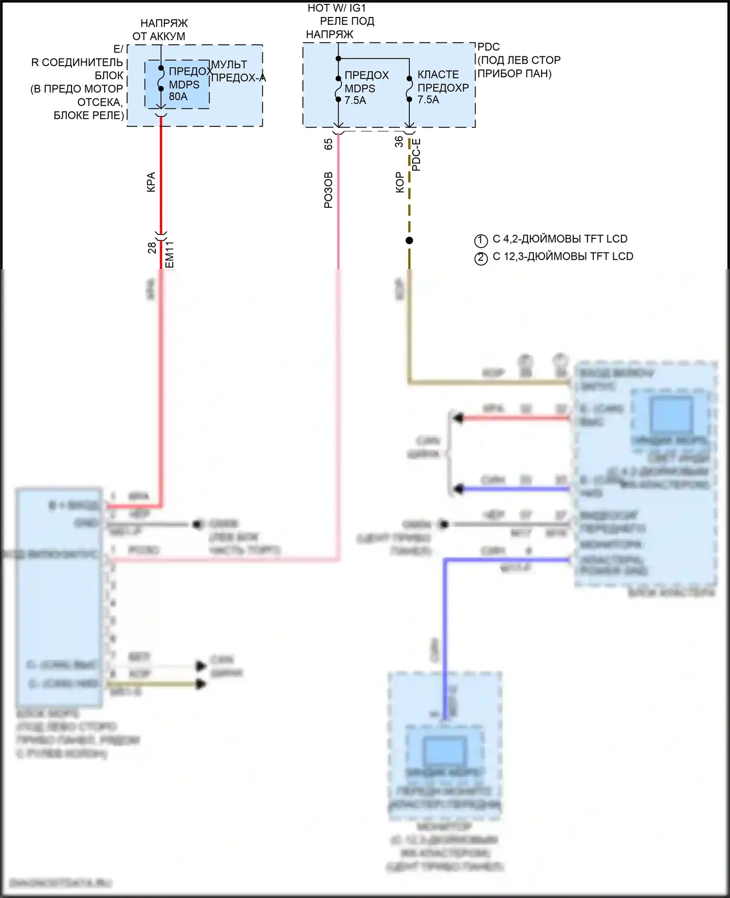 Sonata Hyundai VIII рестайлинг (2023-2024): Электросхема электроусилителя руля, колонного типа 