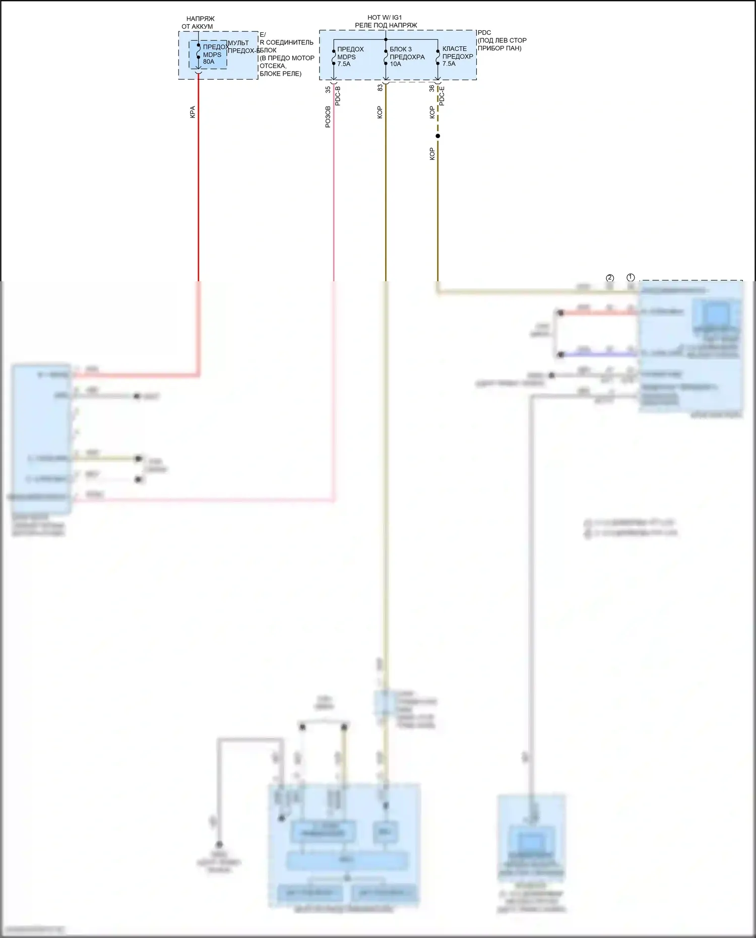Sonata Hyundai VIII рестайлинг (2023-2024): Электросхема электроусилителя руля, тип стойки 