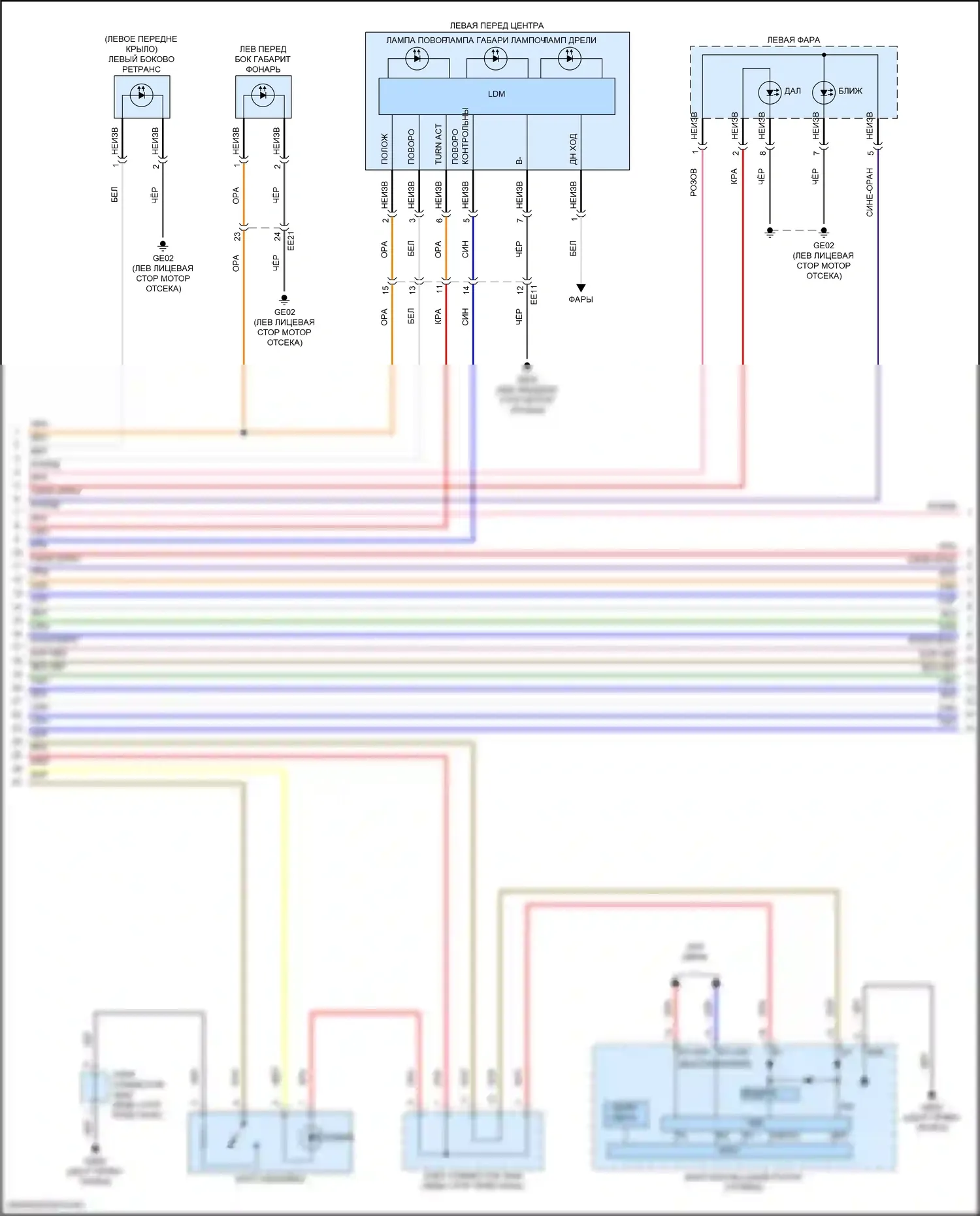 Sonata Hyundai VIII рестайлинг (2023-2024): Электросхема фар и фонарей, за исключением гибридных (3 из 5) 