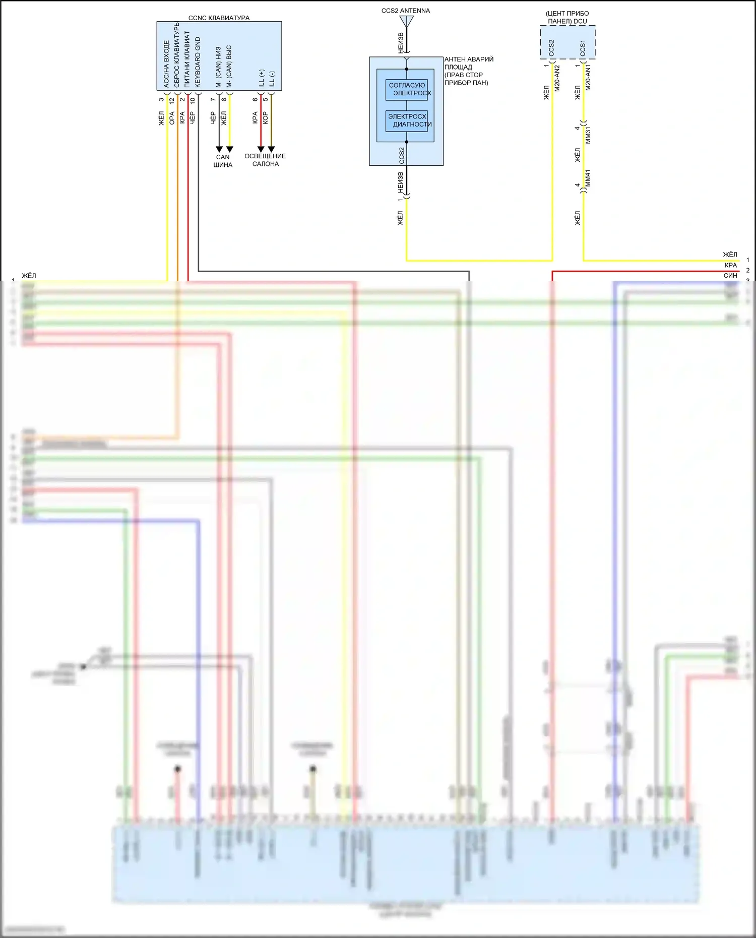 Sonata Hyundai VIII рестайлинг (2023-2024): Электросхема магнитолы, гибрид без усилителя (3 из 4) 