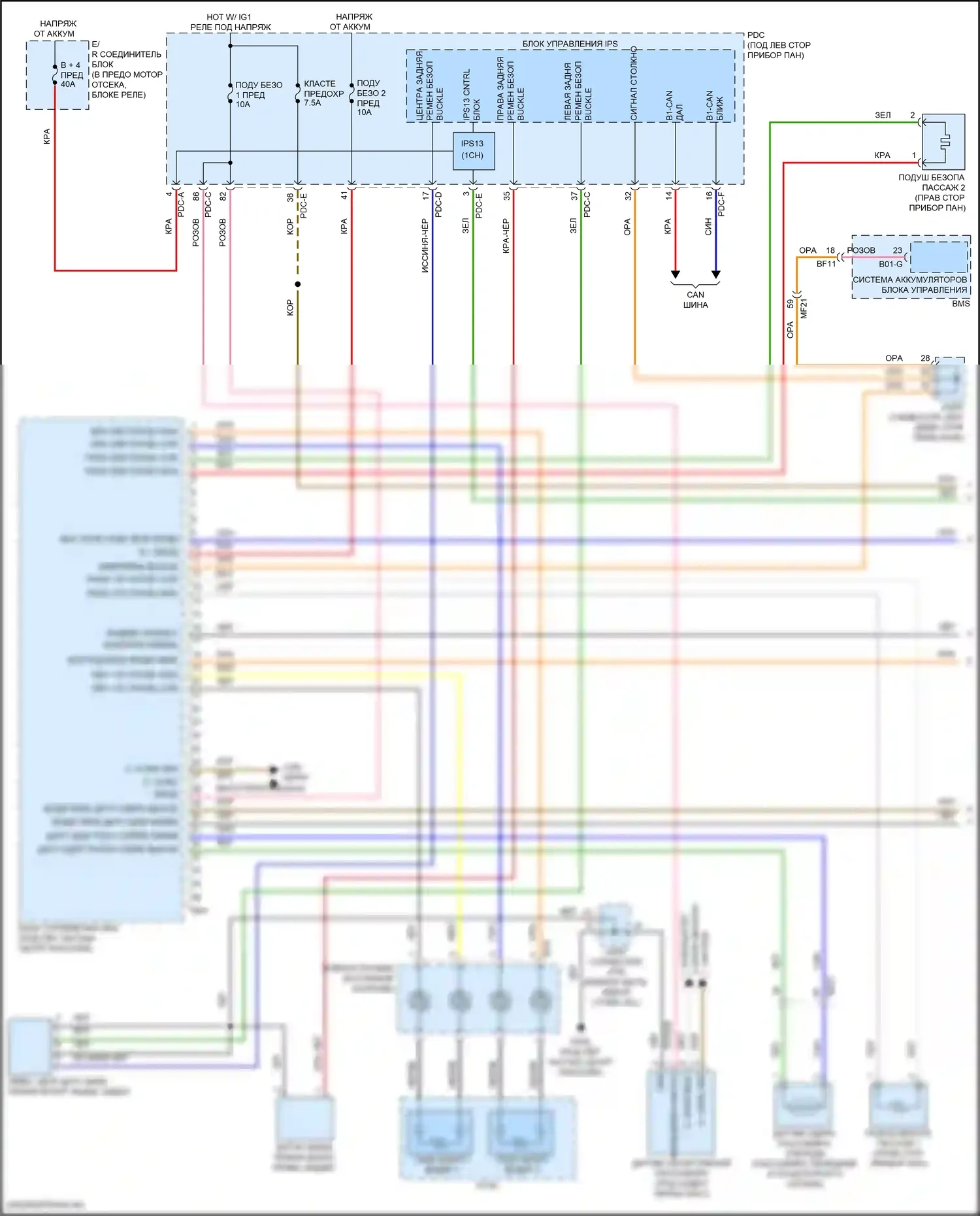 Sonata Hyundai VIII рестайлинг (2023-2024): Электросхема подушек безопасности, гибридная (1 из 3) 