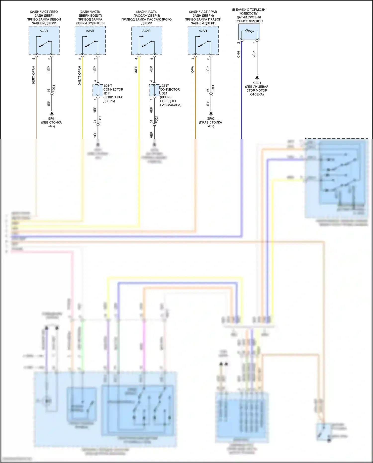 Sonata Hyundai VIII рестайлинг (2023-2024): Электросхема приборной панели, кроме гибридной с 4,2-дюймовым tft lcd (2 из 2) 