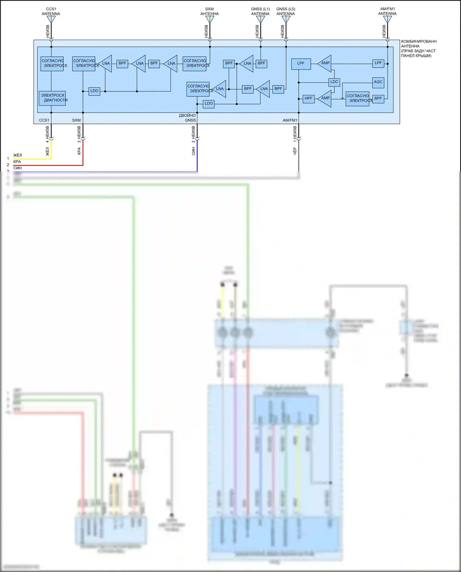 Sonata Hyundai VIII рестайлинг (2023-2024): Электросхема навигации, гибрид без усилителя (4 из 4) 