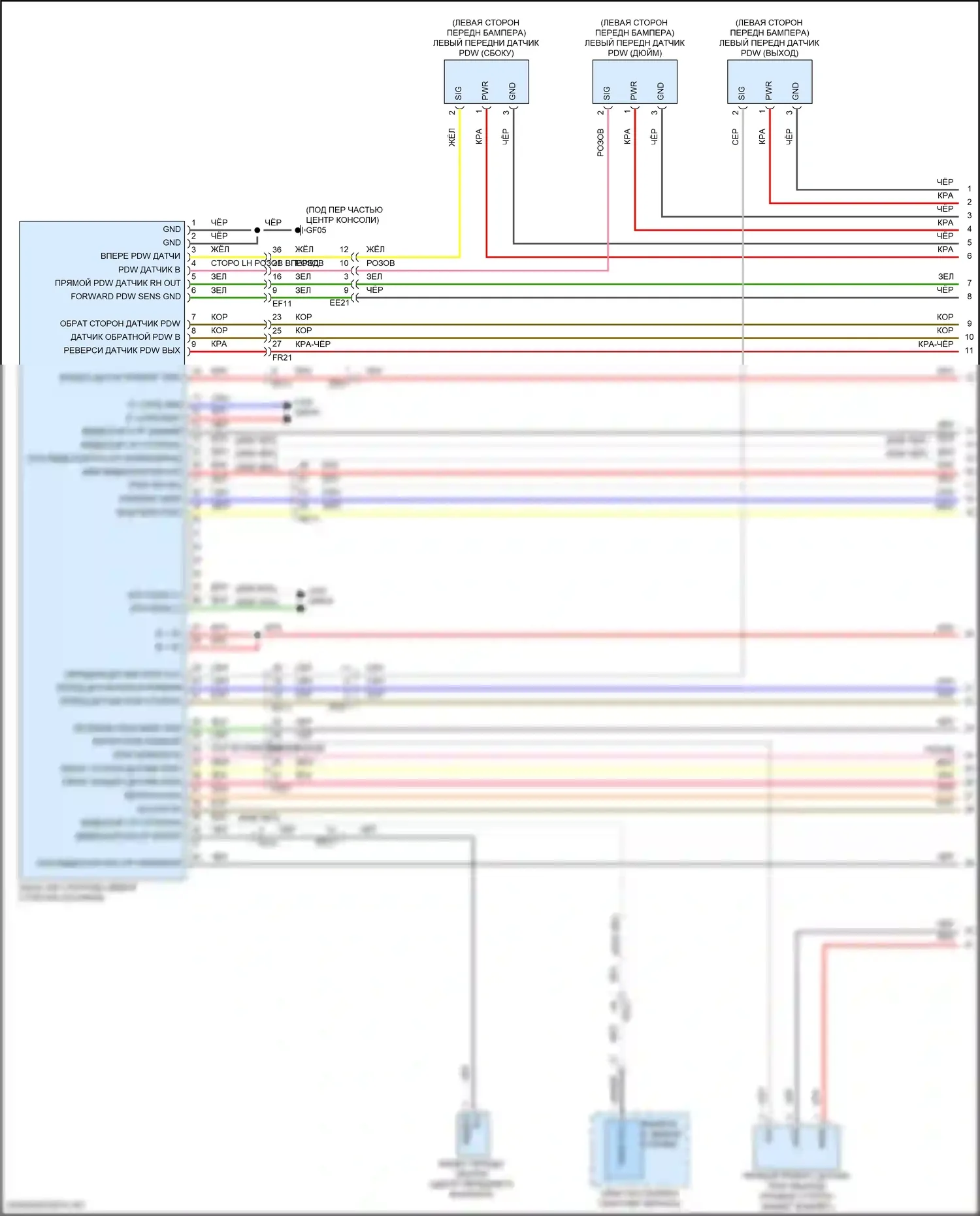 Sonata Hyundai VIII рестайлинг (2023-2024): Электросхема парктроника (1 из 3) 