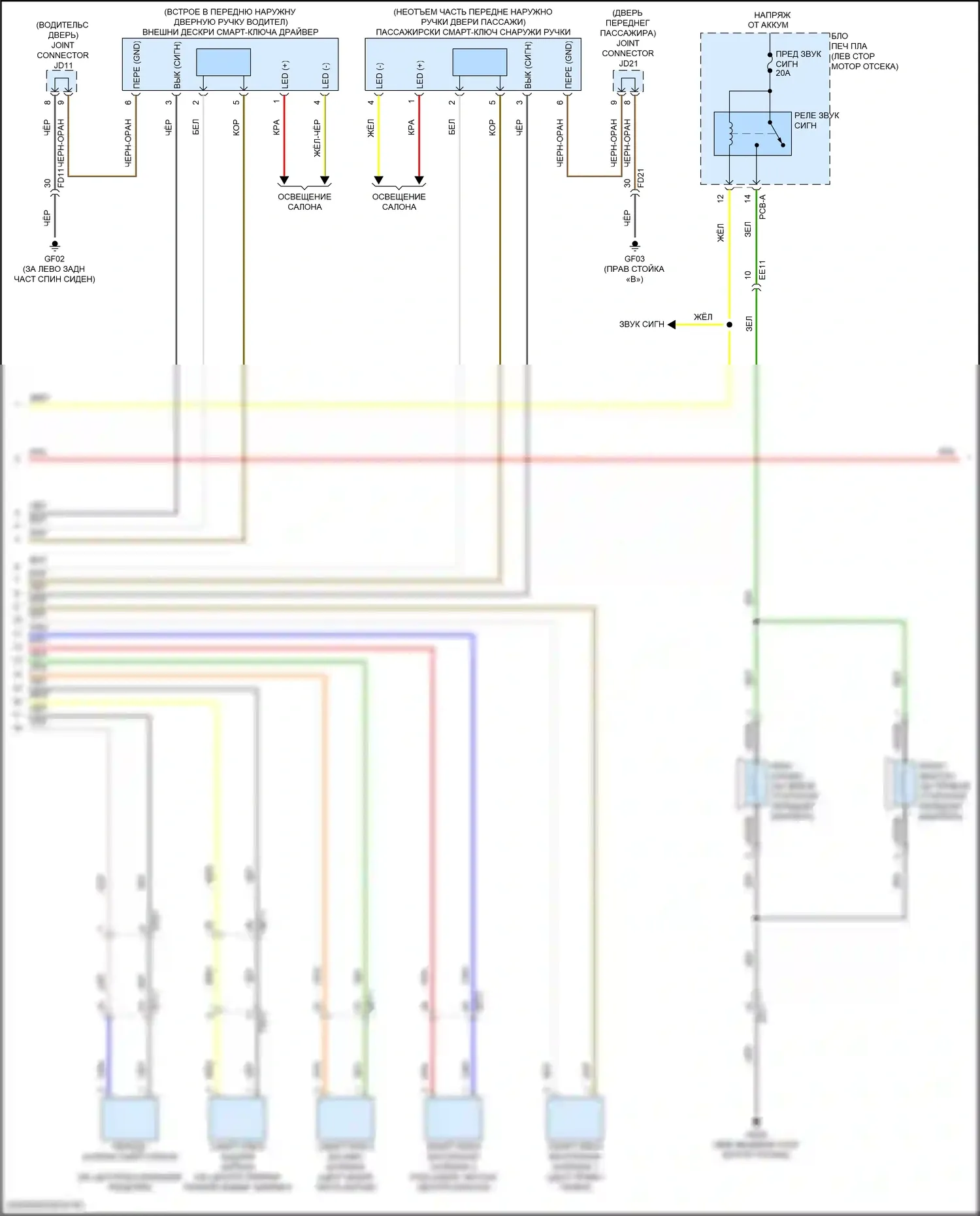 Sonata Hyundai VIII рестайлинг (2023-2024): Электросхема центрального замка, за исключением гибридного без цифрового ключа (2 из 4) 