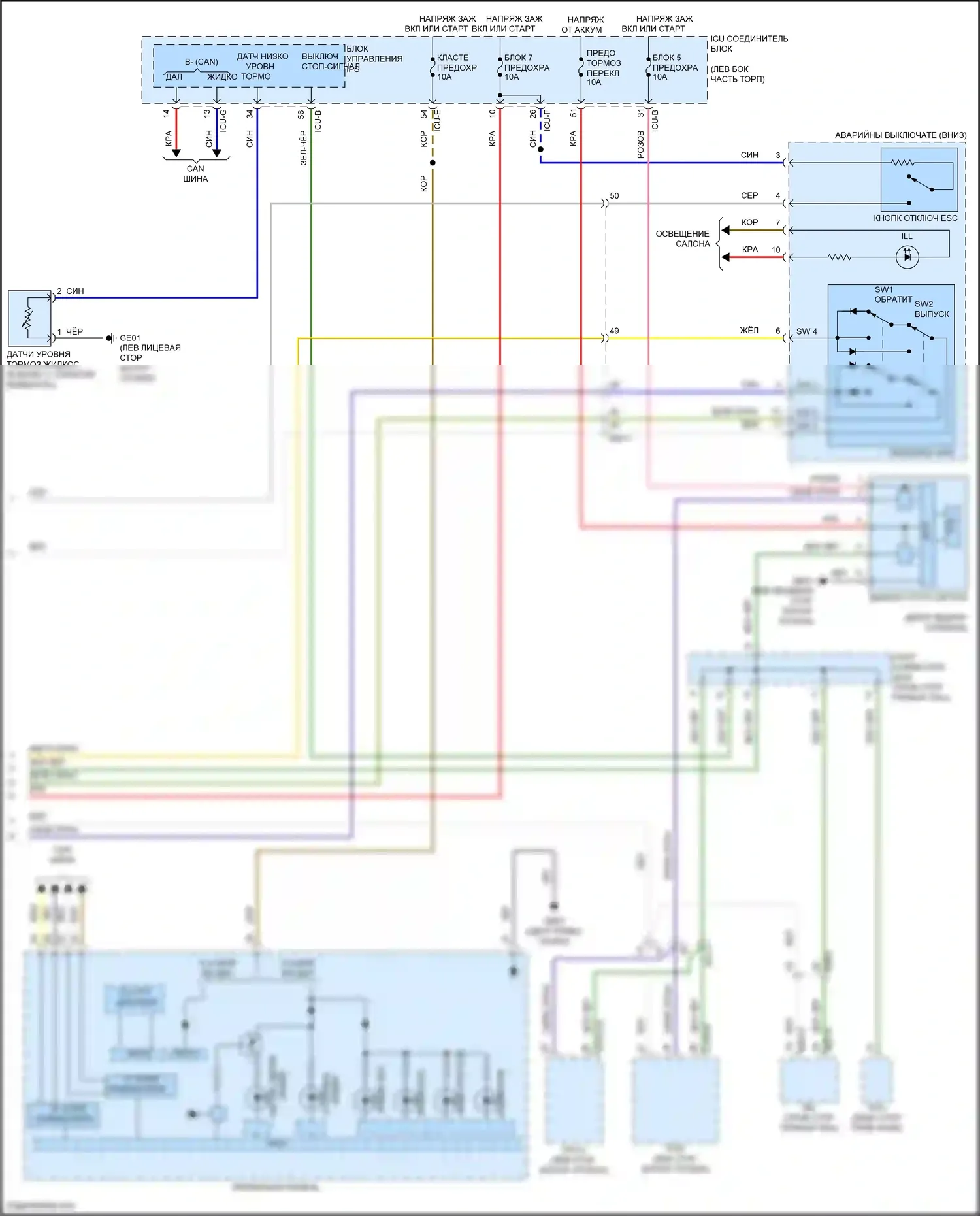 Sonata Hyundai VIII (2019-2023): Антиблокировочная система abs электросхема соединений, гибридная (2 из 2) 