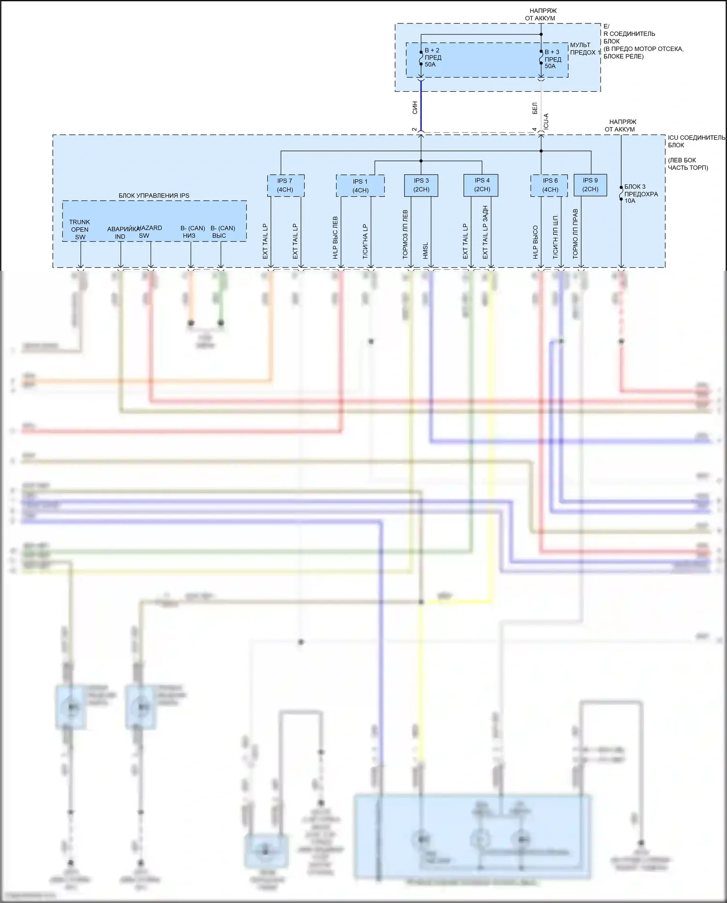 Sonata Hyundai VIII (2019-2023): Электросхема фар и фонарей, за исключением гибридных (3 из 4) 