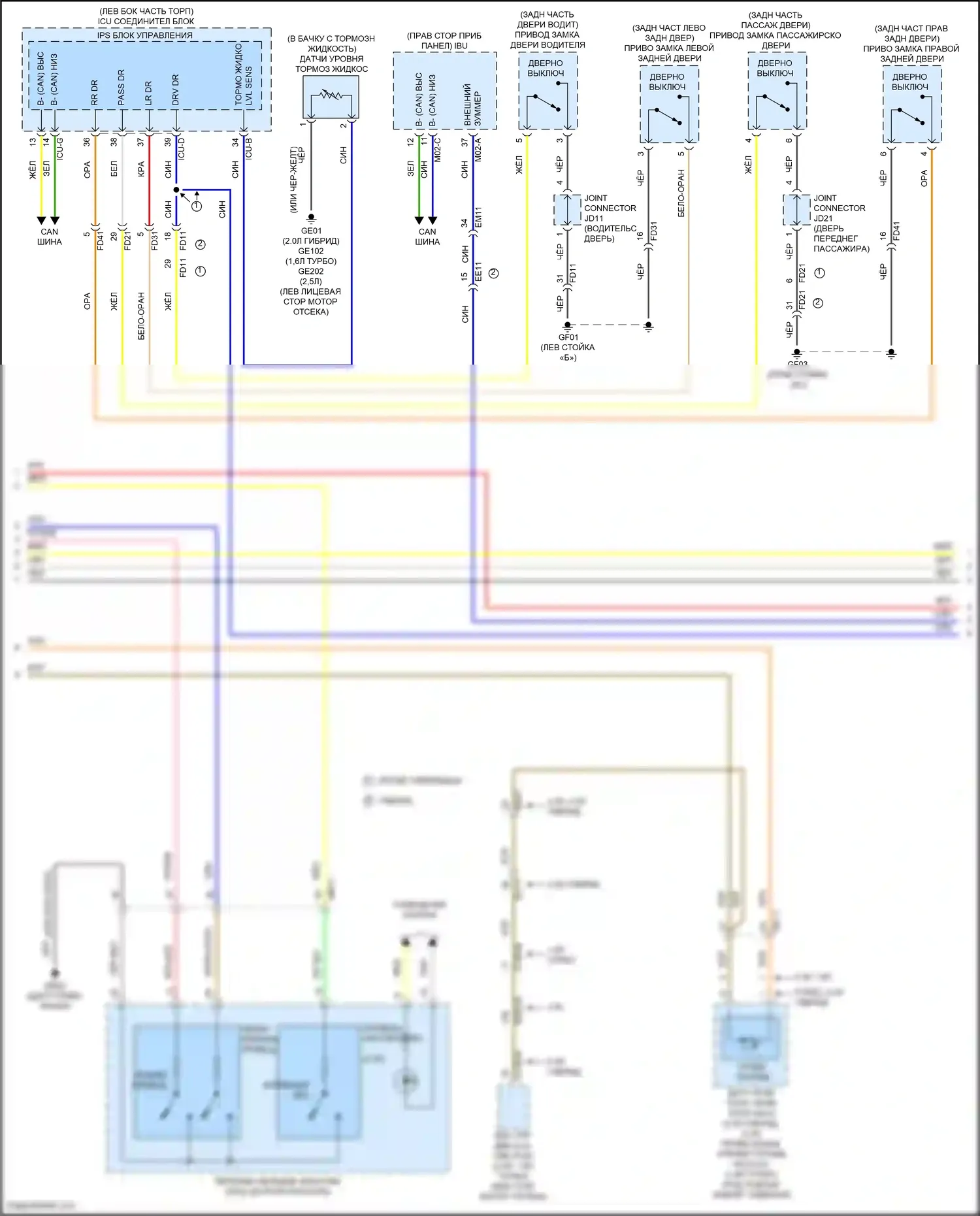 Sonata Hyundai VIII (2019-2023): Электросхема приборной панели, с 12,3-дюймовым жк-экраном (2 из 4) 