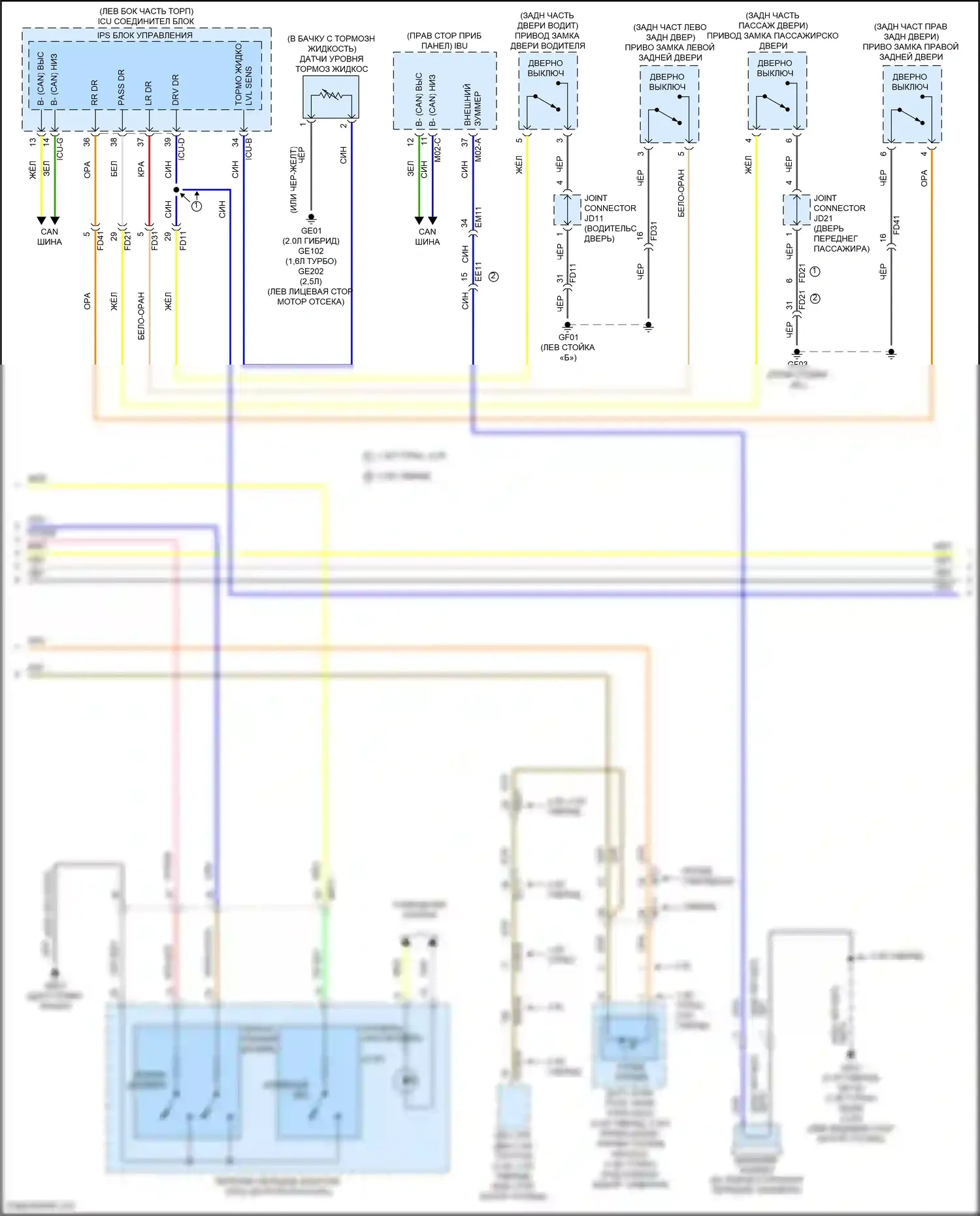 Sonata Hyundai VIII (2019-2023): Электросхема приборной панели, с 3,5-дюймовым жк-экраном (2 из 4) 