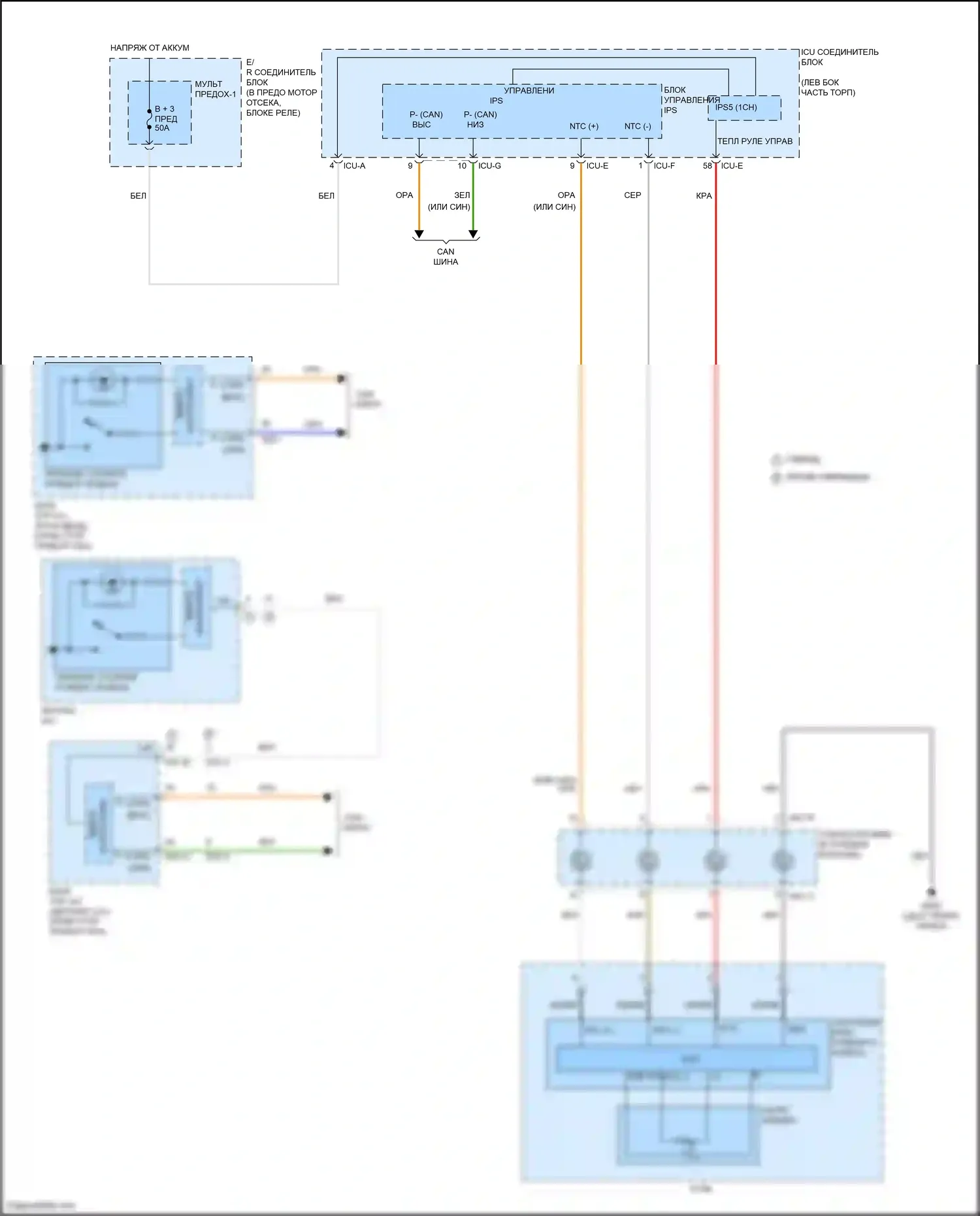 Sonata Hyundai VIII (2019-2023): Электросхема рулевого колеса с подогревом 