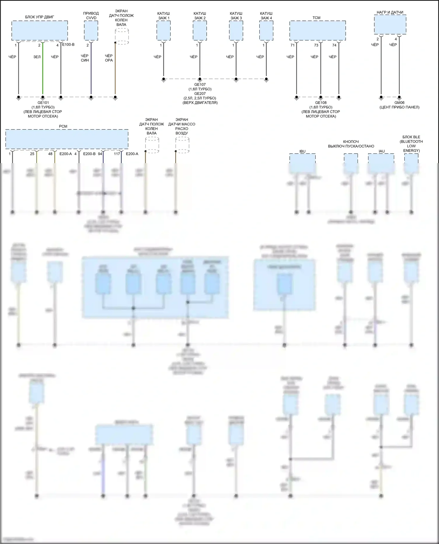 Sonata Hyundai VIII (2019-2023): Электросхема разводки массы, кроме гибридной (2 из 5) 