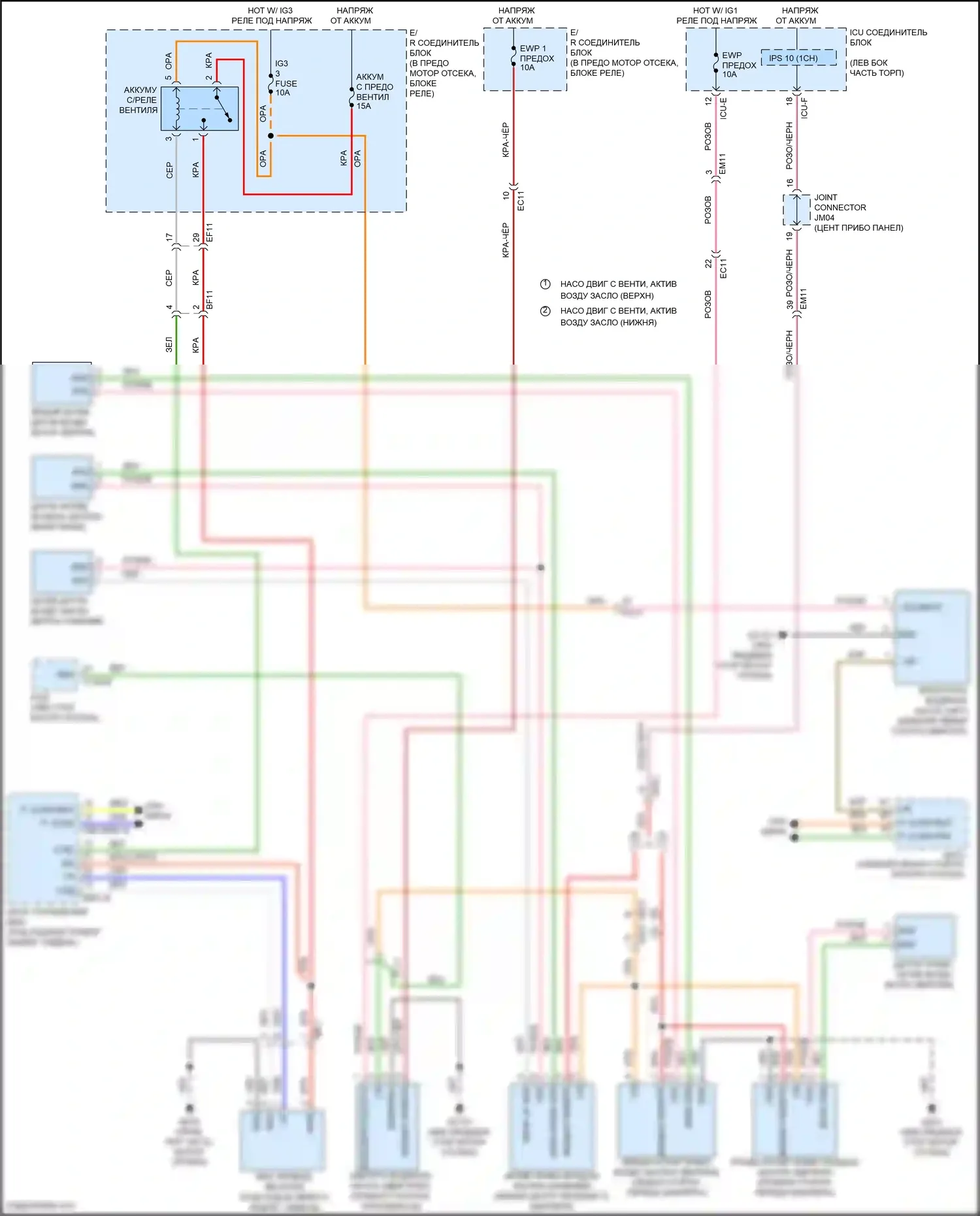 Sonata Hyundai VIII (2019-2023): Электросхема гибридного вентилятора охлаждения 