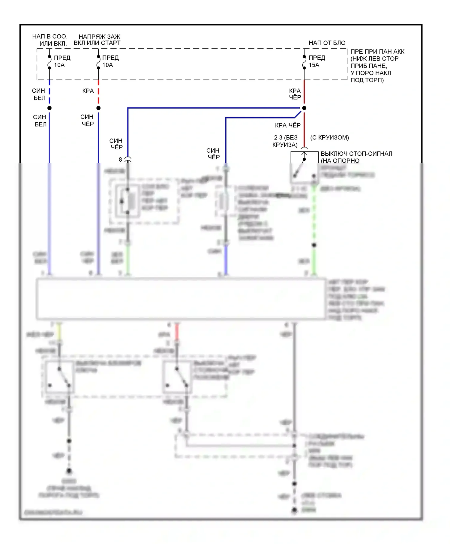 Tiburon Hyundai I рестайлинг (1999-2002): Электросхема блокировки селектора 