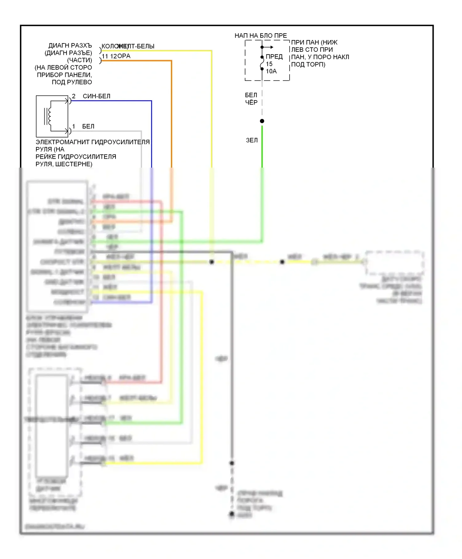 Tiburon Hyundai I рестайлинг (1999-2002): Электросхема электроусилителя руля 