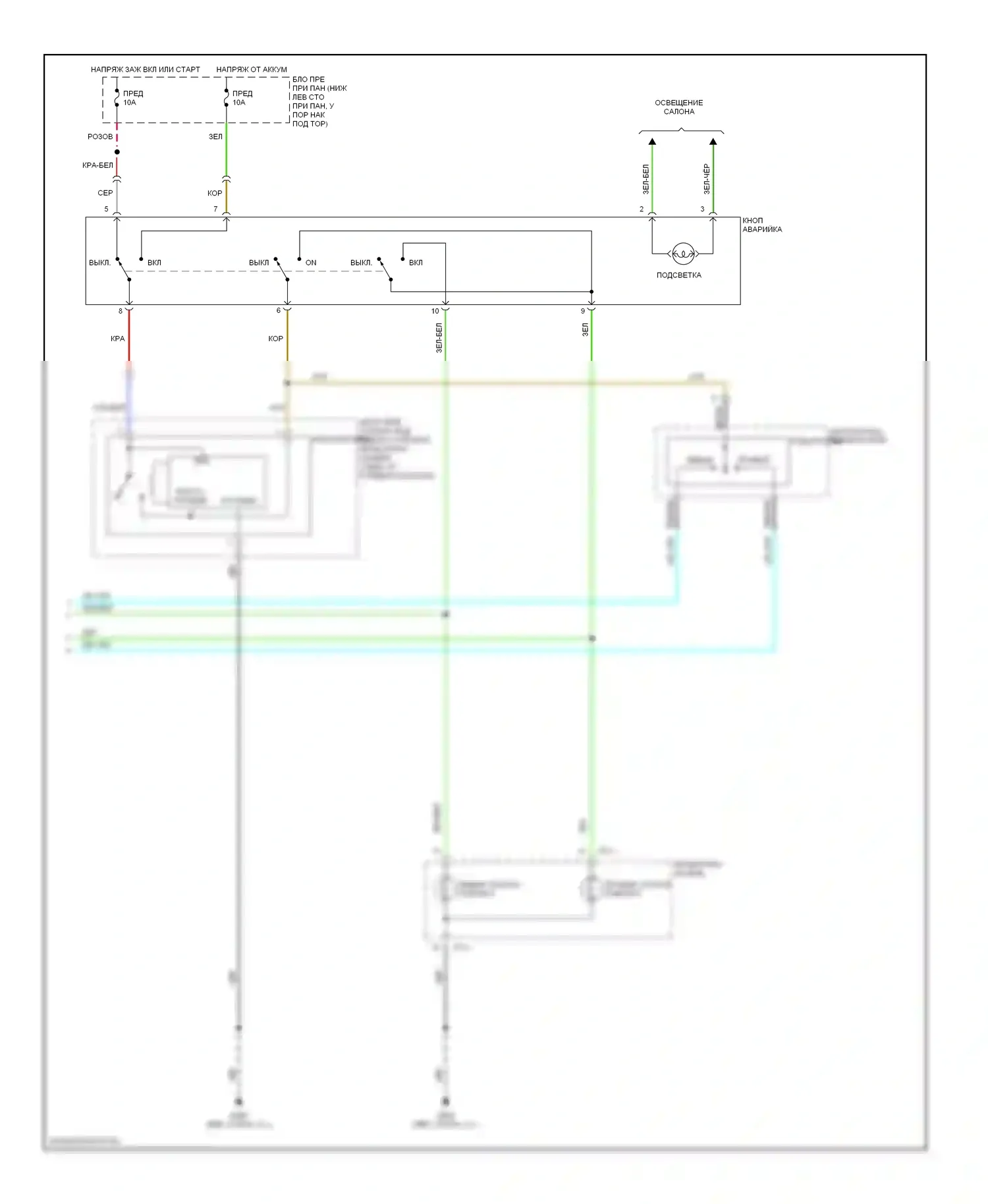 Tiburon Hyundai I рестайлинг (1999-2002): Электросхема фар и фонарей (2 из 2) 