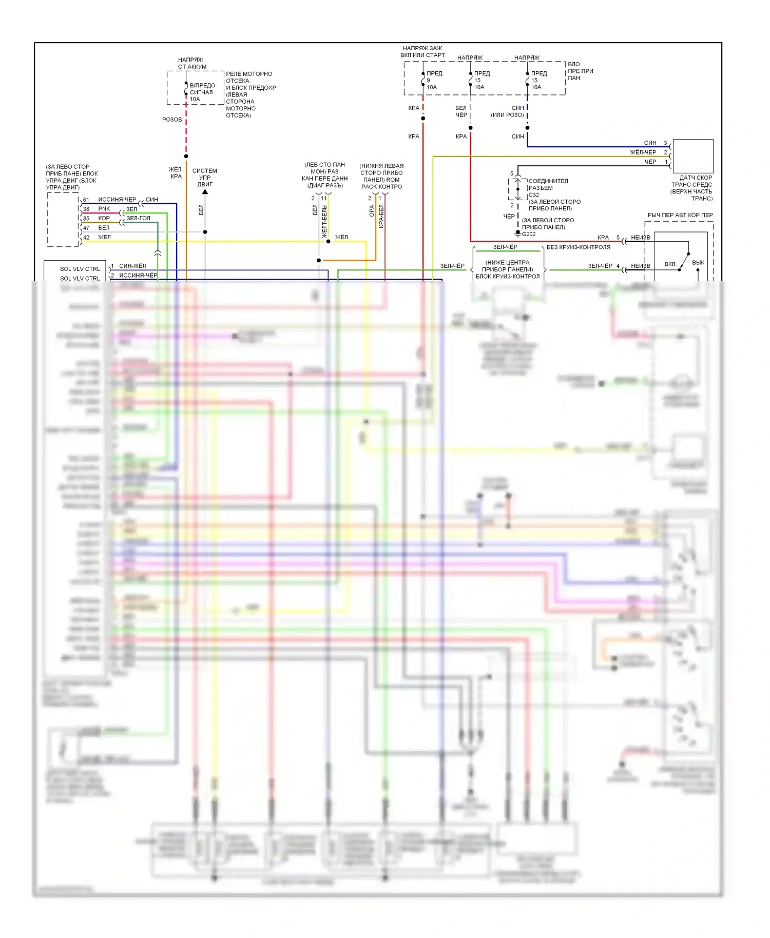 Tiburon Hyundai I рестайлинг (1999-2002): Электросхема автоматической коробки передач 
