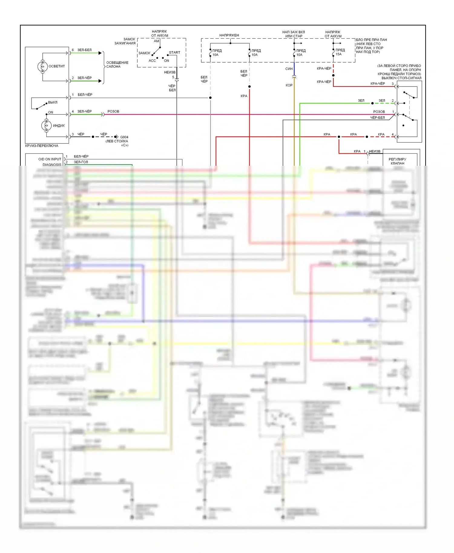 Tiburon Hyundai I рестайлинг (1999-2002): Электросхема круиз-контроля 