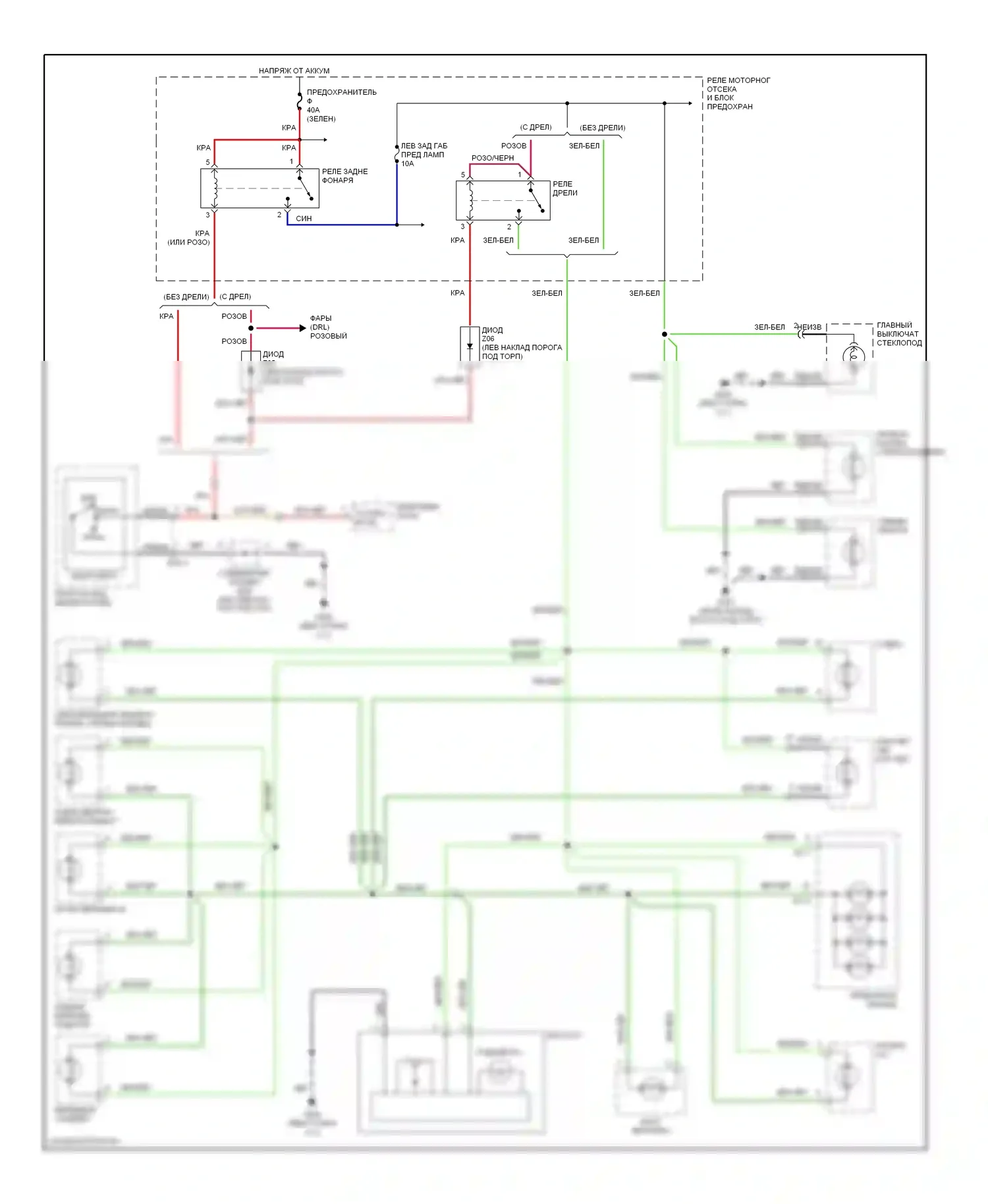 Tiburon Hyundai I рестайлинг (1999-2002): Электросхема подсветки приборной панели 