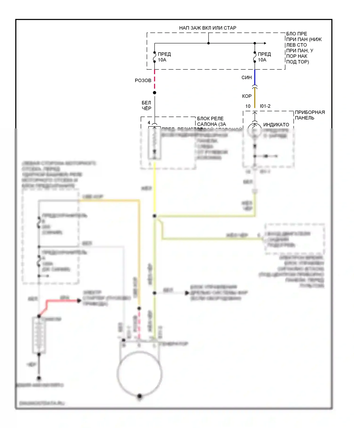 Tiburon Hyundai I рестайлинг (1999-2002): Электросхема генератора 