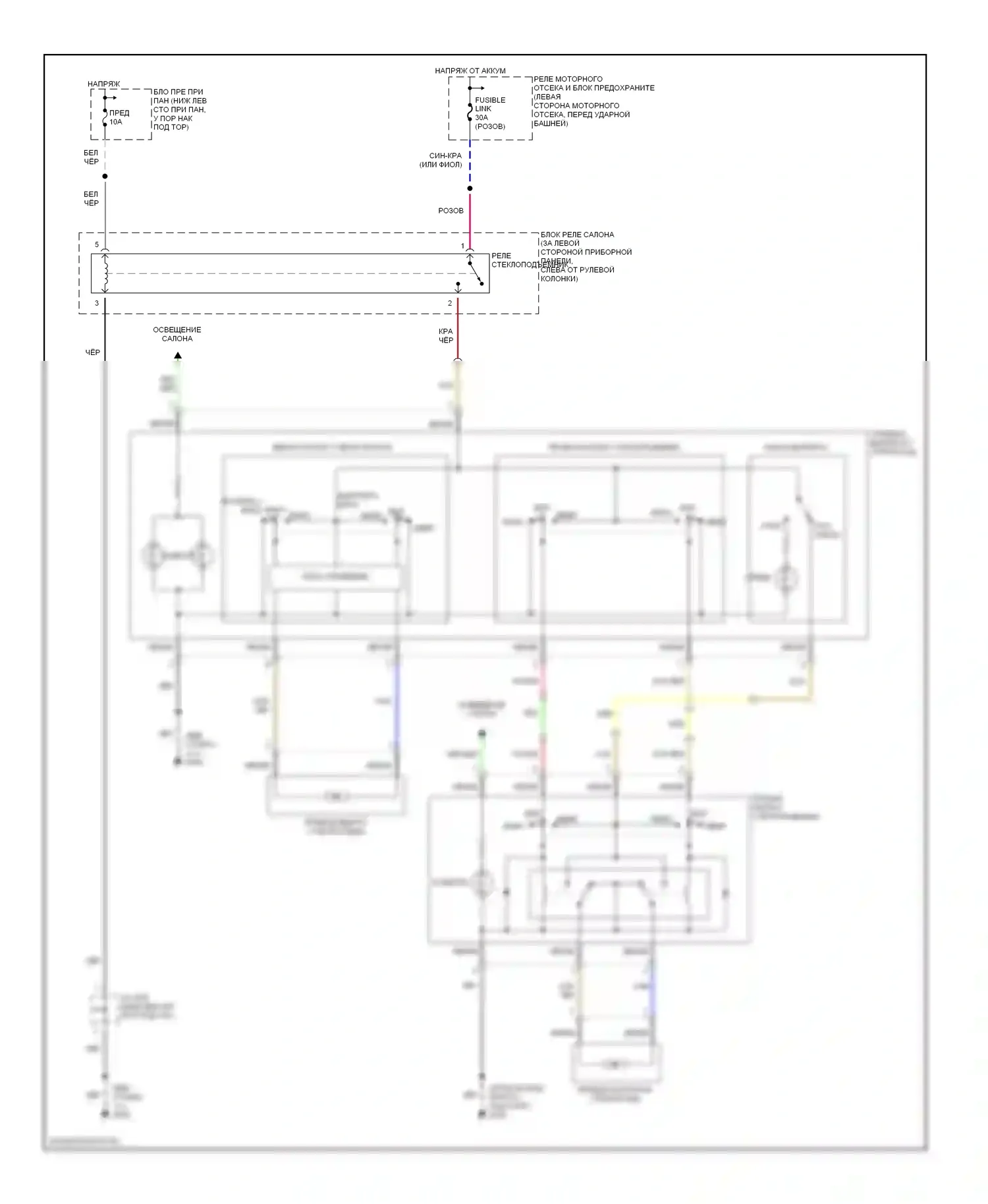 Tiburon Hyundai I рестайлинг (1999-2002): Электросхема стеклоподъемника 