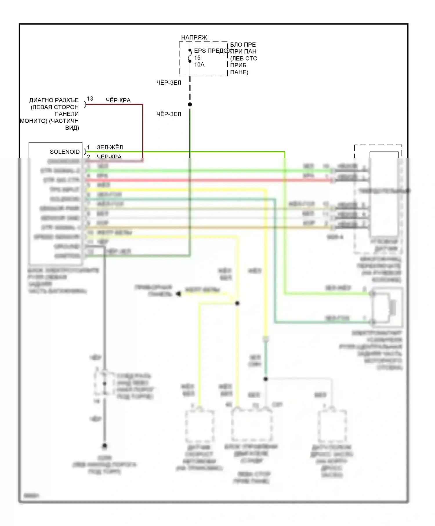 Tiburon Hyundai I (1996-1999): Электросхема электроусилителя руля 