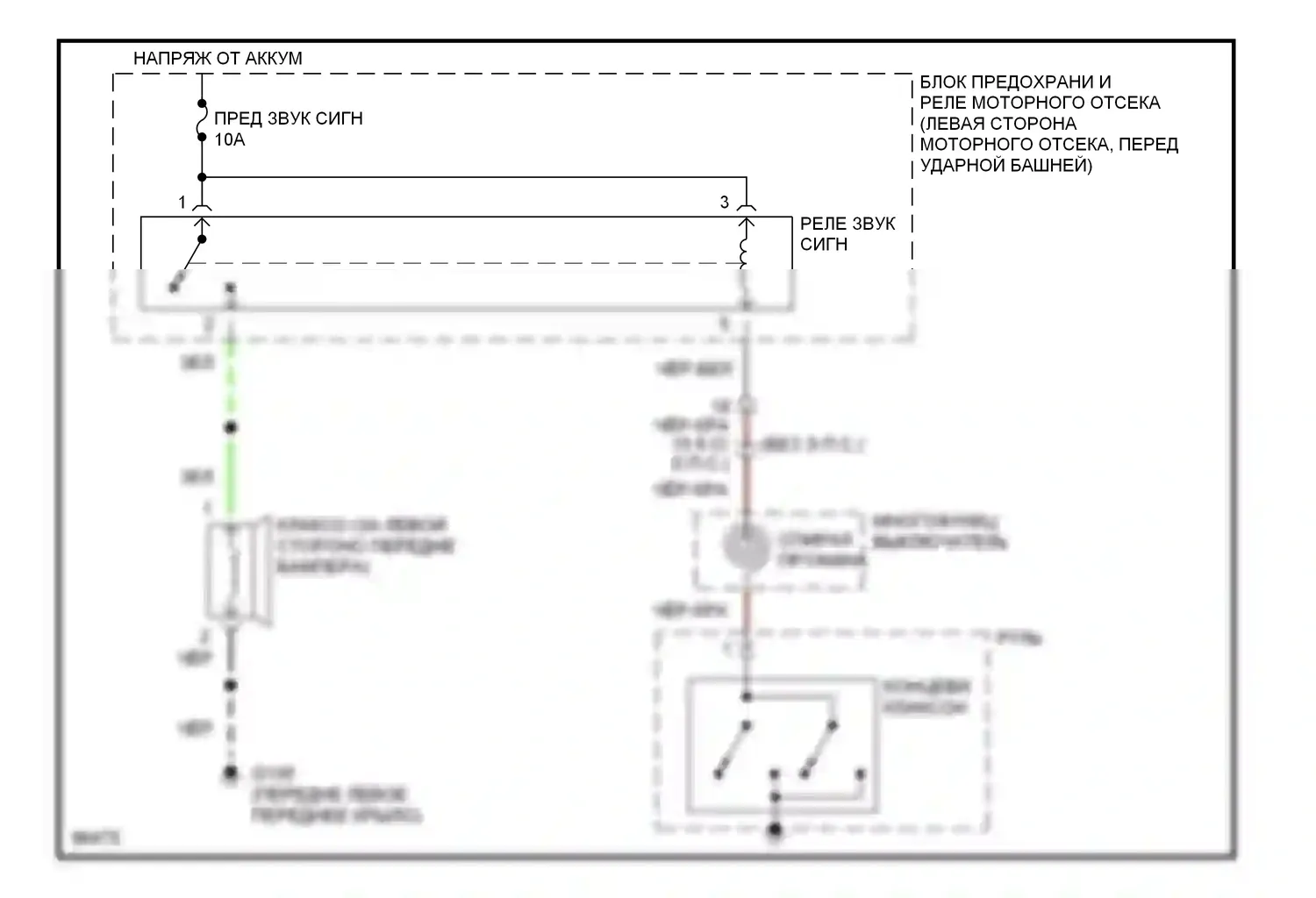 Tiburon Hyundai I (1996-1999): Электросхема клаксона 