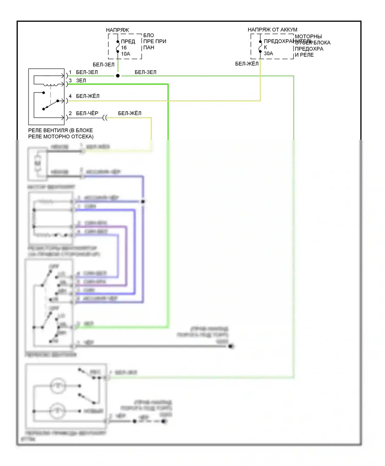 Tiburon Hyundai I (1996-1999): Электросхема нагревателя 