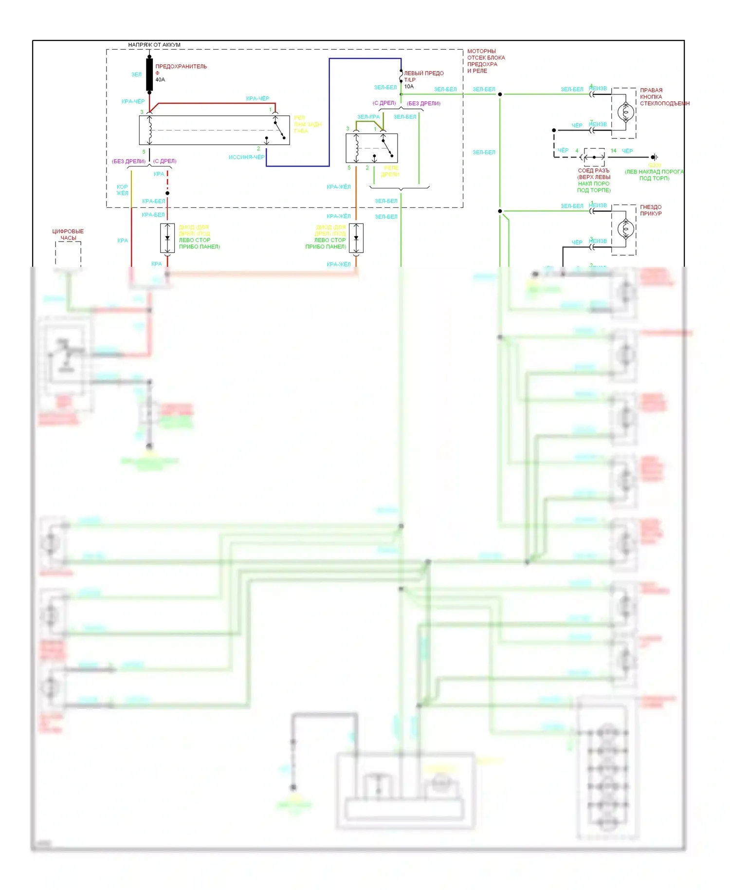 Tiburon Hyundai I (1996-1999): Электросхема подсветки приборной панели 