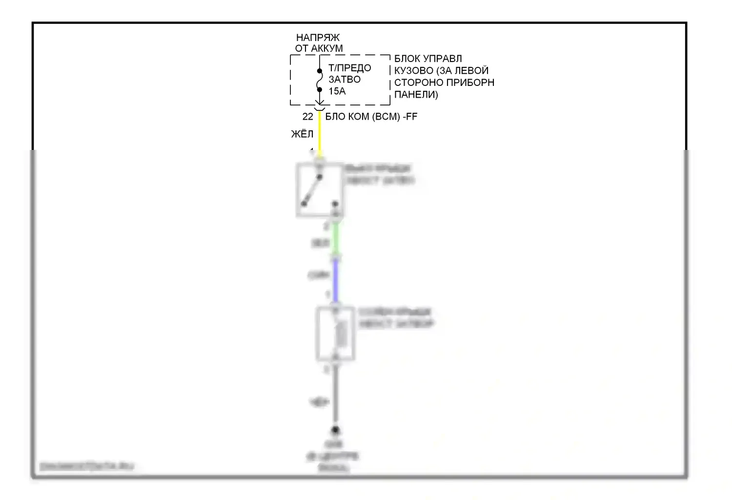 Tiburon Hyundai II рестайлинг (2007-2009): Электросхема выпуска двери багажника 